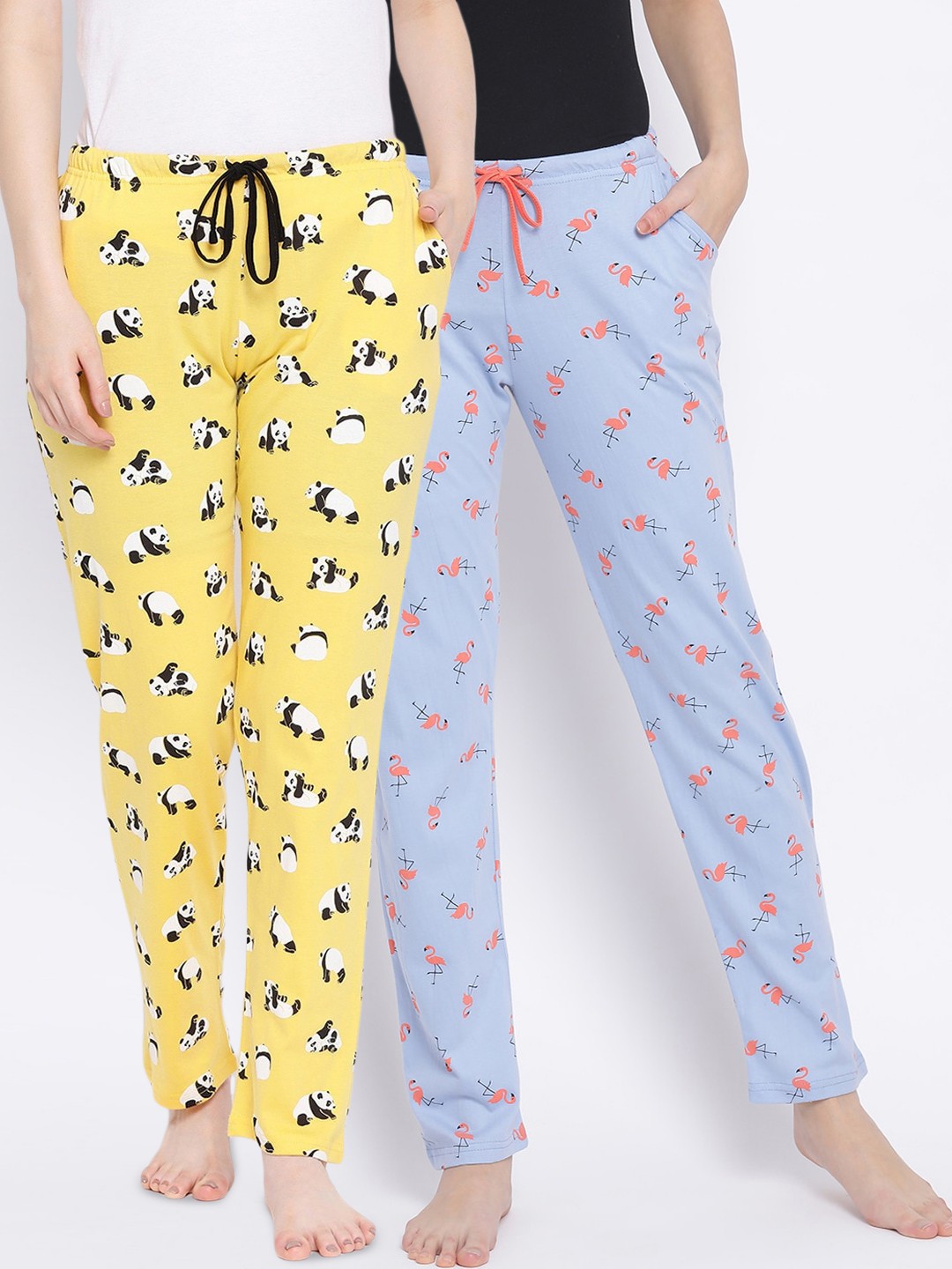 

Kanvin Women Pack of 2 Printed Cotton Lounge Pants, Blue