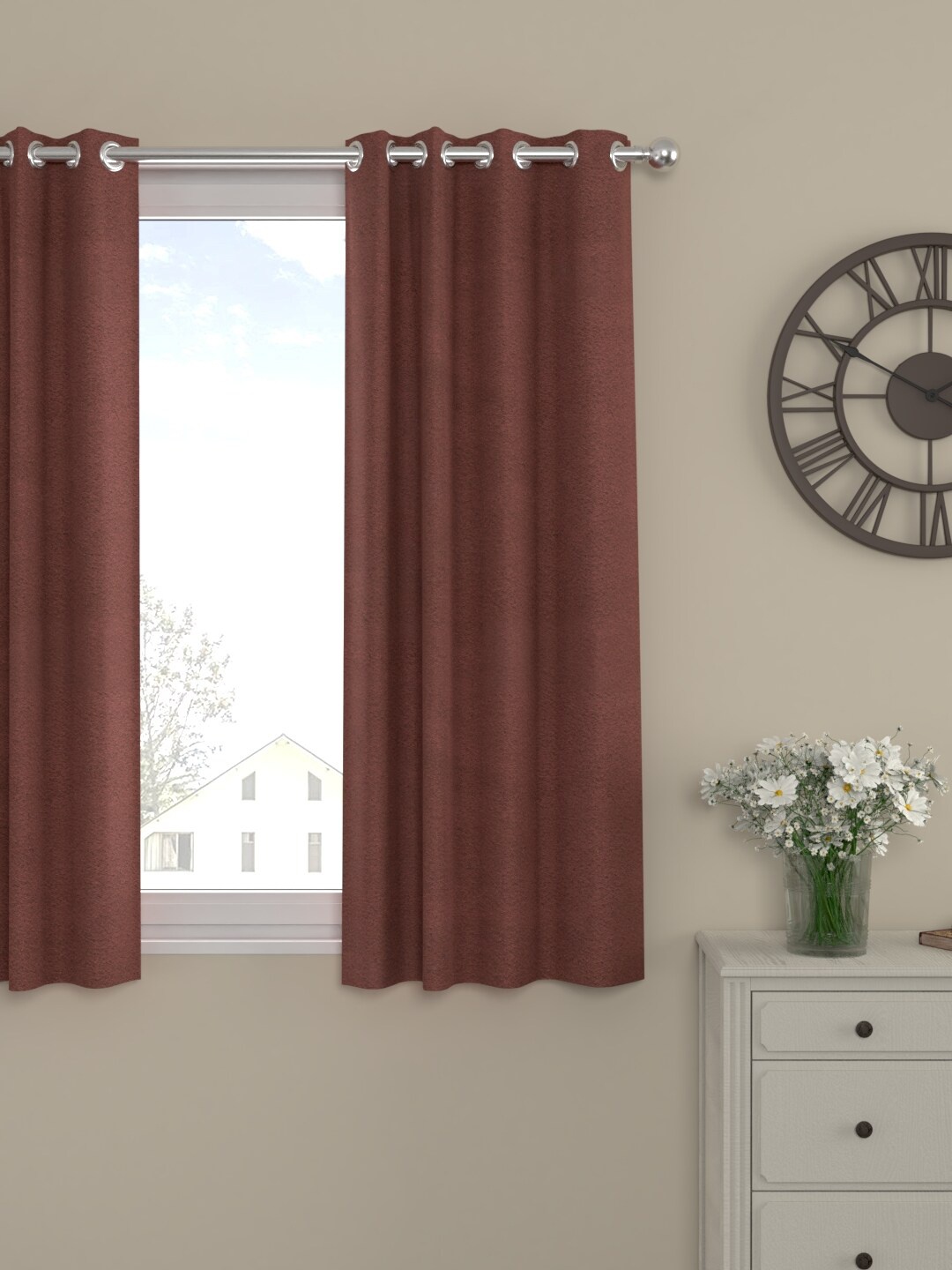 

ROSARA HOME Maroon Single Window Curtain