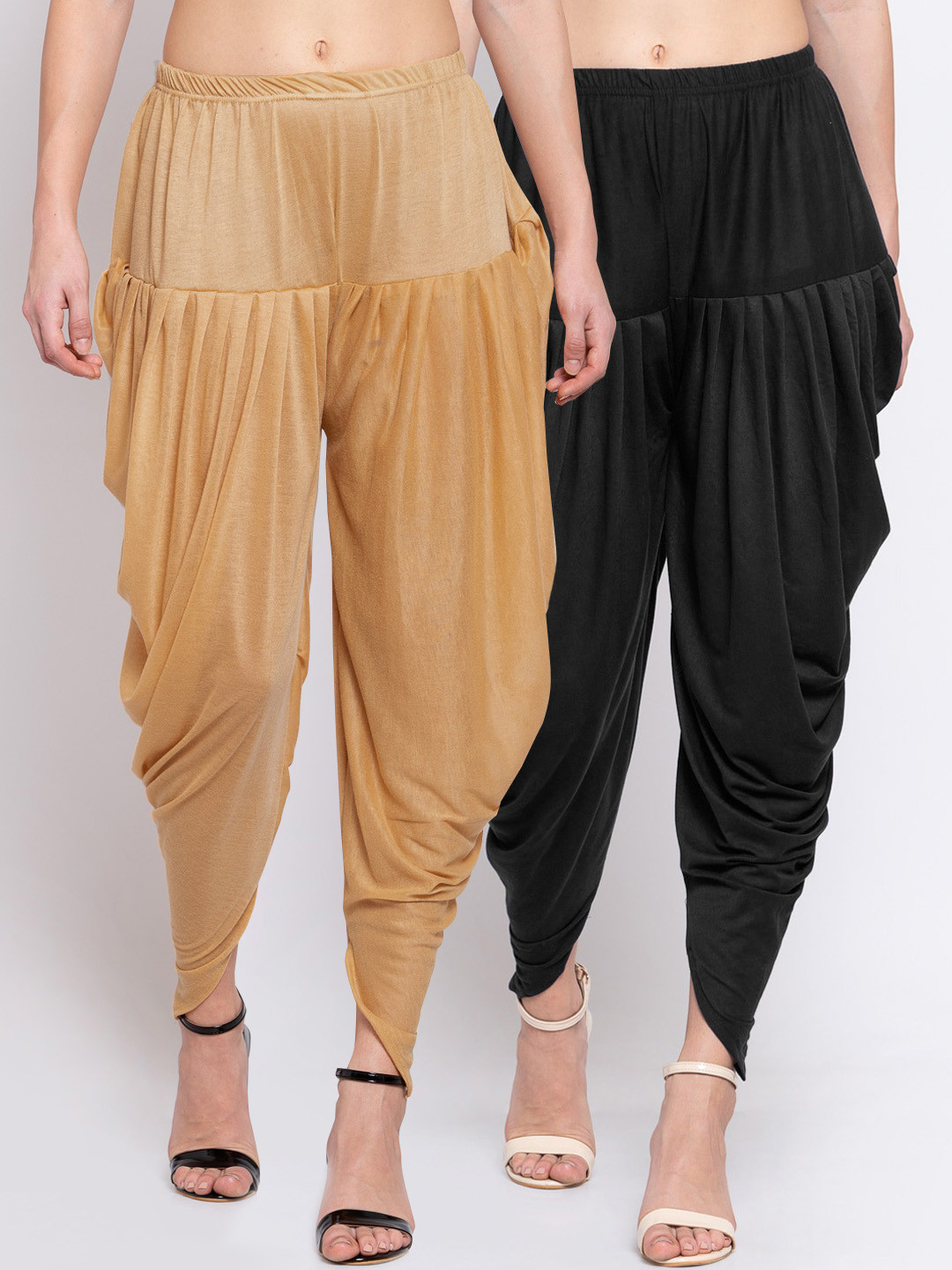 

KLOTTHE Women Pack Of 2 Beige & Black Solid Dhoti Salwars