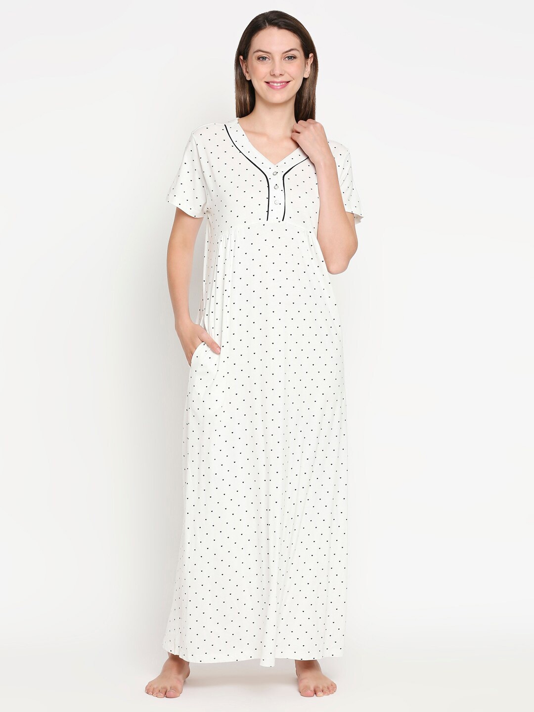 

XIN White & Black Printed Nightdress