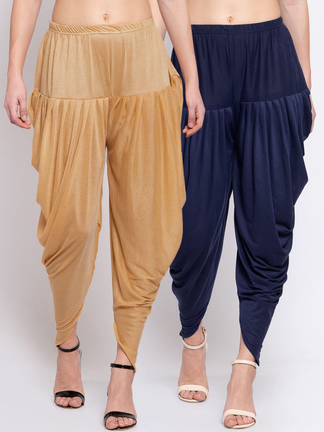 

KLOTTHE Women Pack Of 2 Beige & Navy Blue Solid Dhoti Salwars