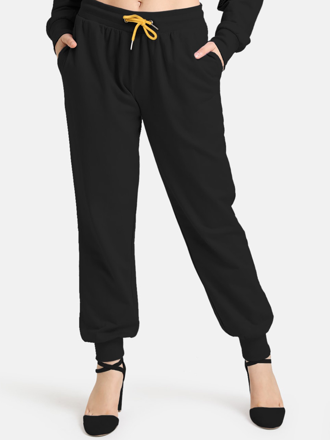 

Kazo Women Black Solid Cotton Joggers