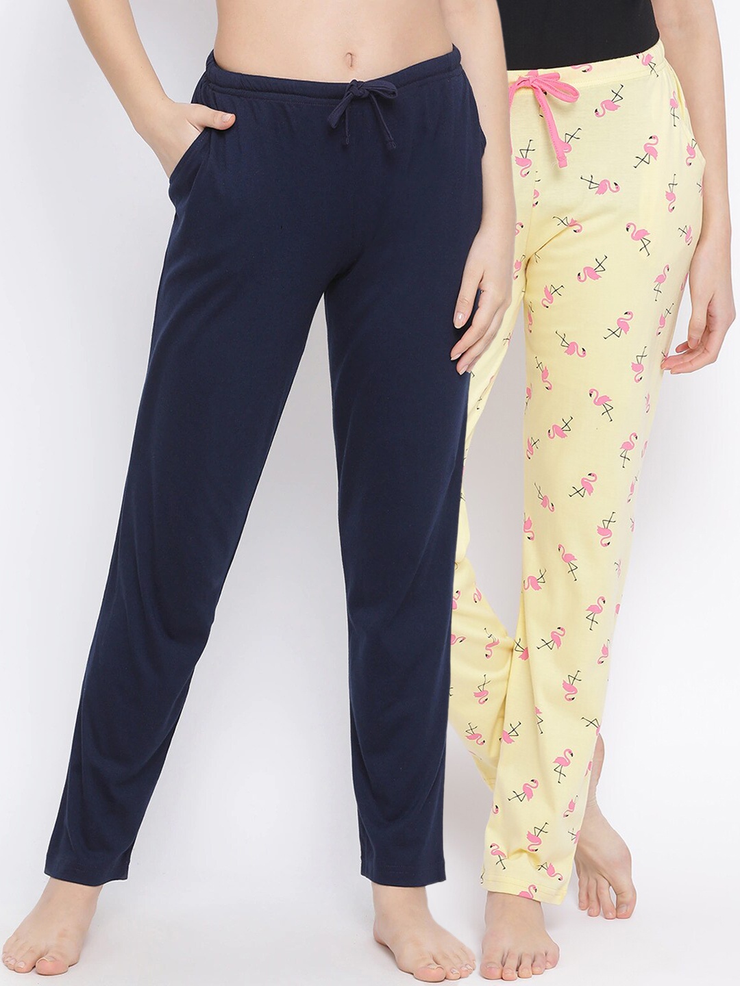 

Kanvin Women Pack of 2 Pure Cotton Lounge Pants, Yellow