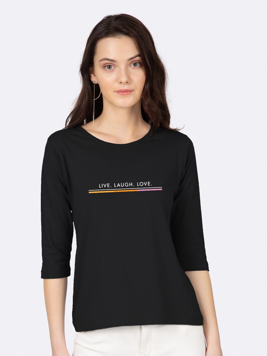 

Bewakoof Women Black & White Typography Printed T-shirt