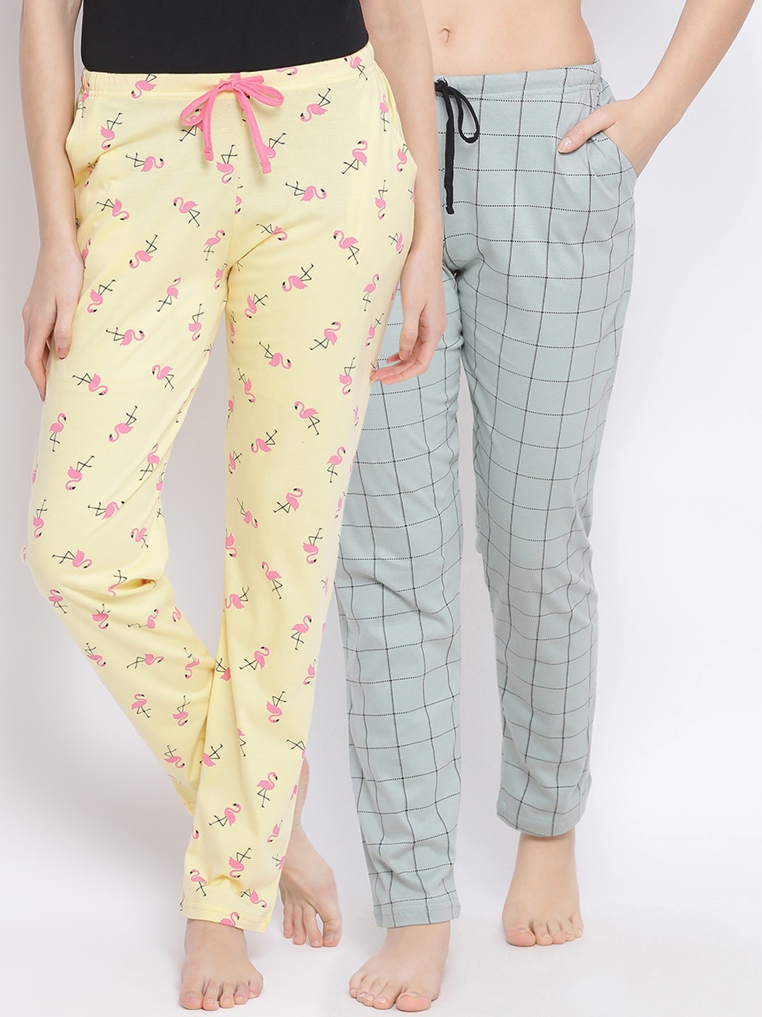 

Kanvin Women Pack of 2 Pure Cotton Lounge Pants, Yellow
