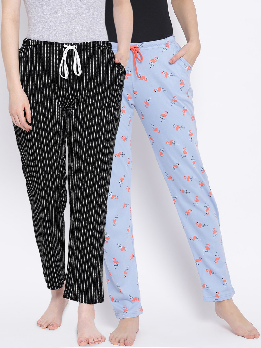 

Kanvin Women Pack of 2 Pure Cotton Lounge Pants, Blue