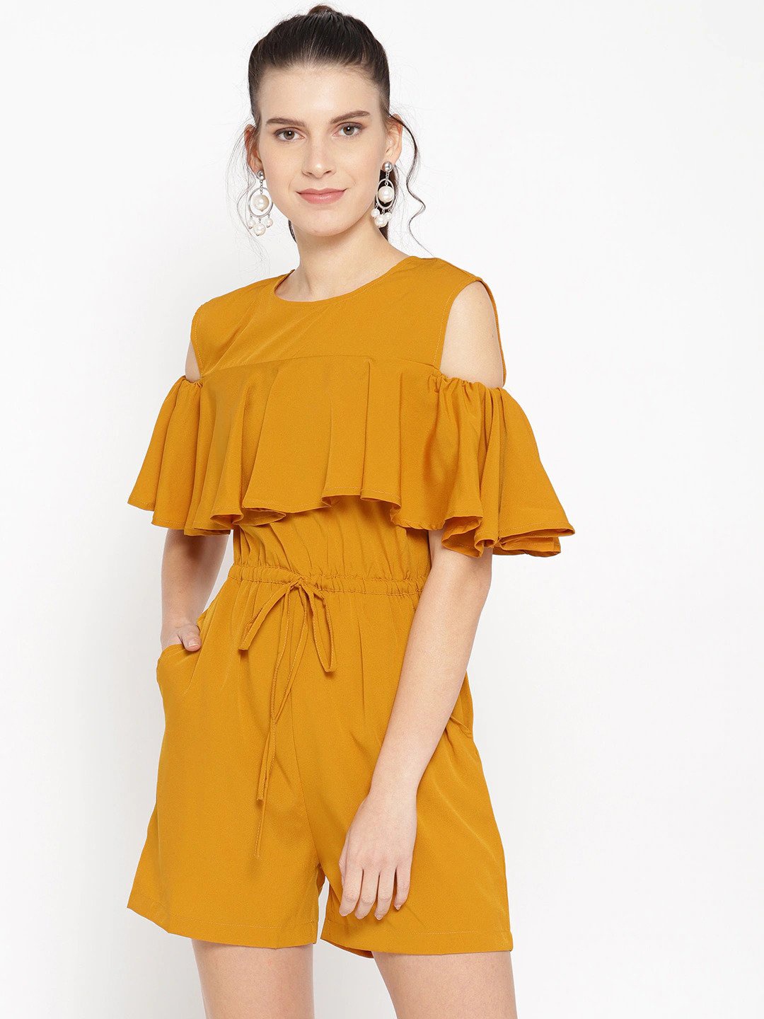 

Cottinfab Women Mustard Solid Jumpsuit