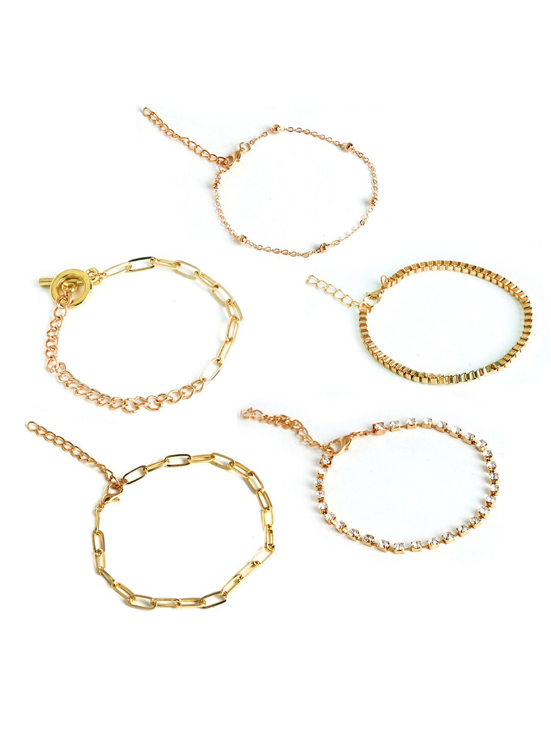 

JOKER & WITCH Set of 5 Gold-Toned Alloy Gold-Plated Link Bracelet