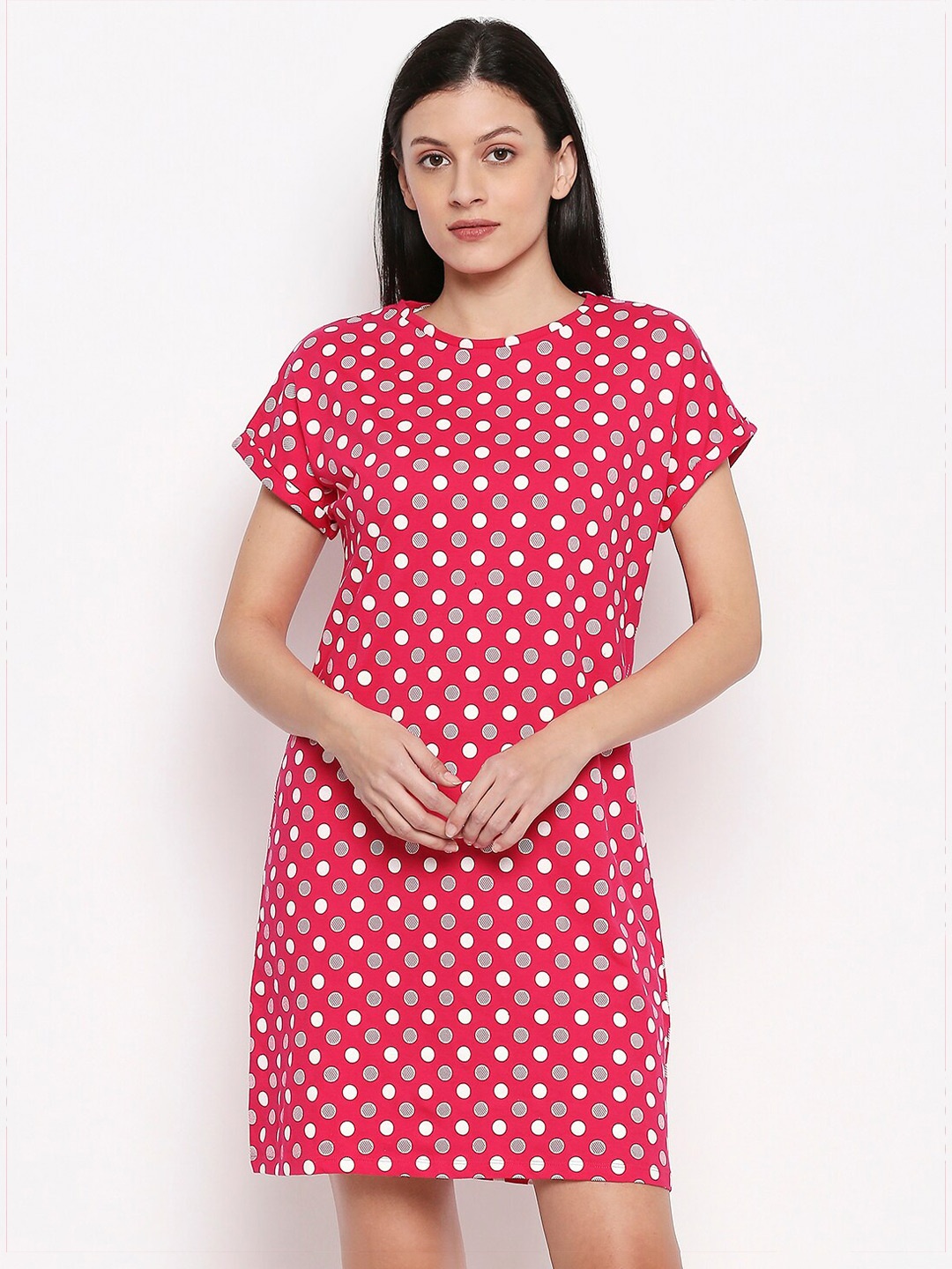 

People Pink & White Printed Cotton Nightdress