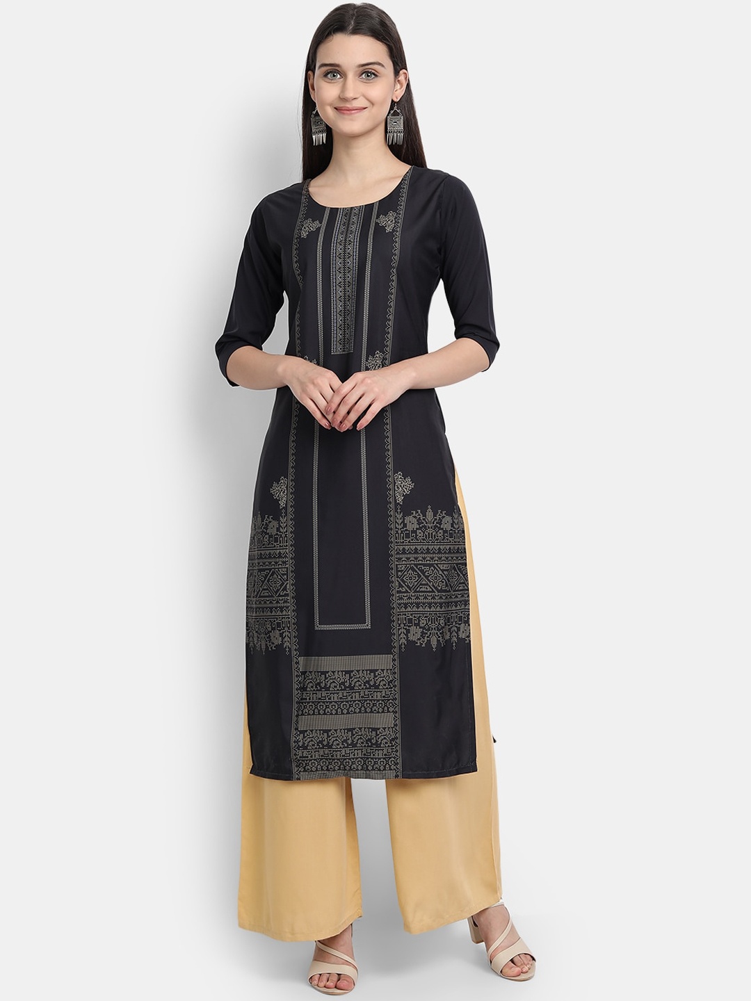 

Ethnic basket Women Navy Blue Ethnic Motifs Printed Kurta