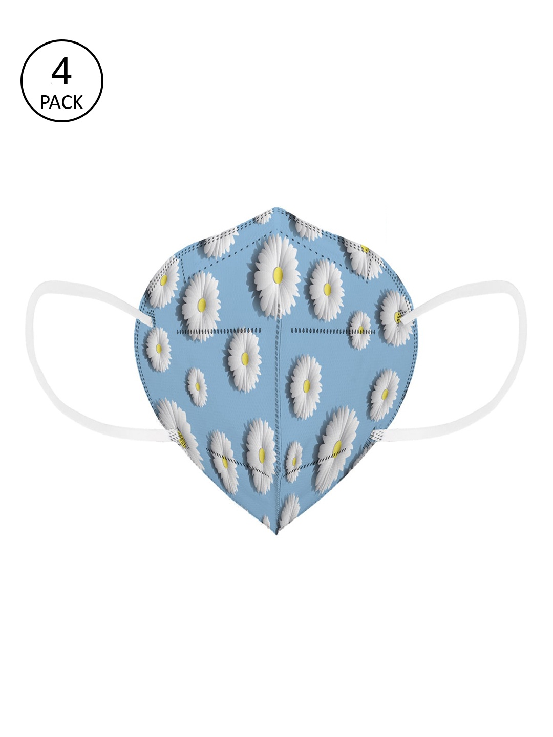 

Status Pack Of 4 Blue & White Printed 4-Ply Protective Outdoor N95 Masks