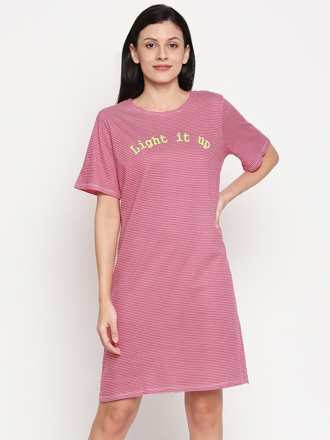 

People Pink & White Striped Cotton Nightdress
