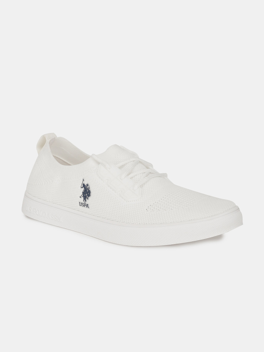 

U S Polo Assn Men Off White Woven Design Sneakers