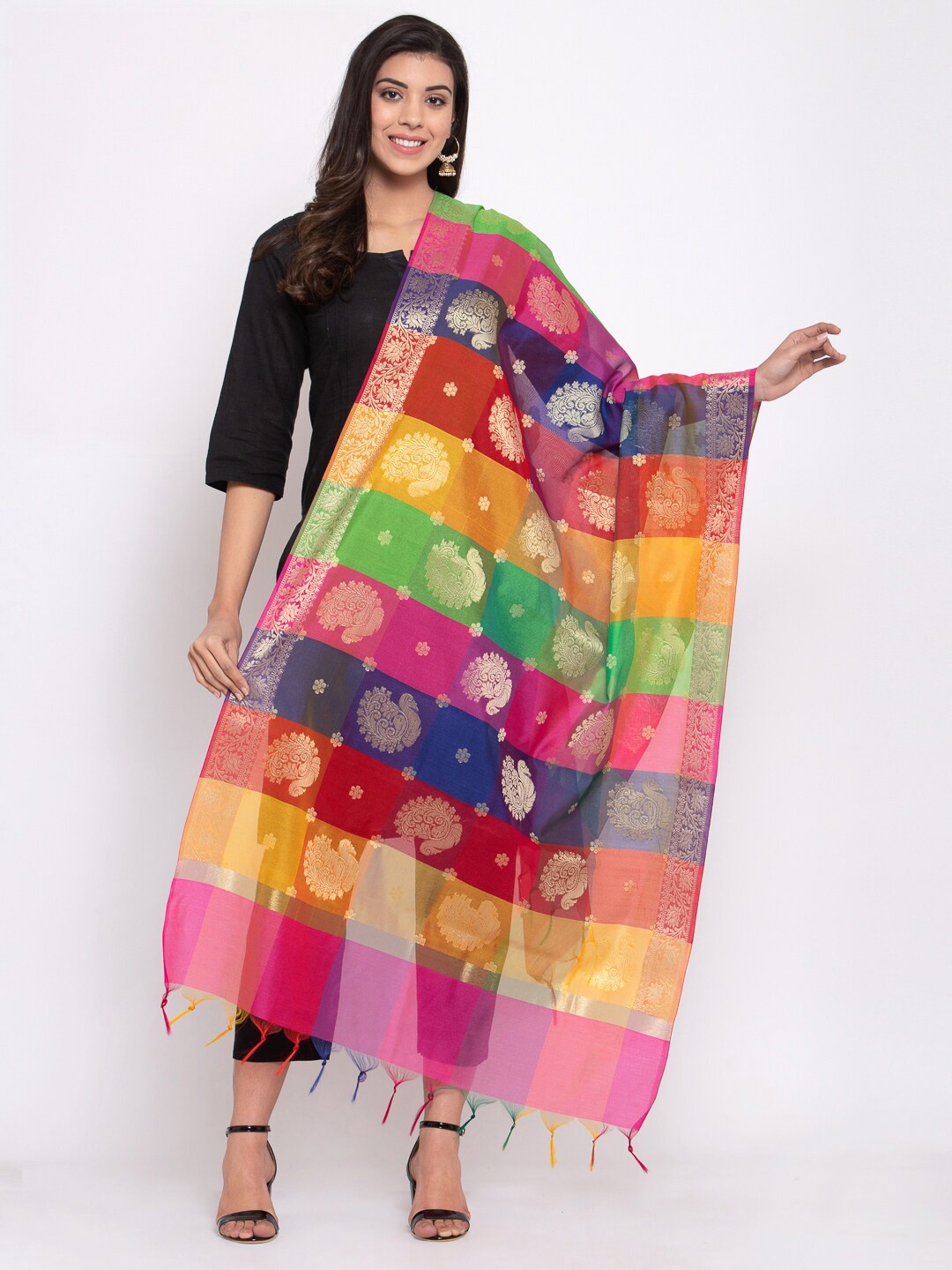 

KLOTTHE Multicoloured Woven Design Dupatta, Multi