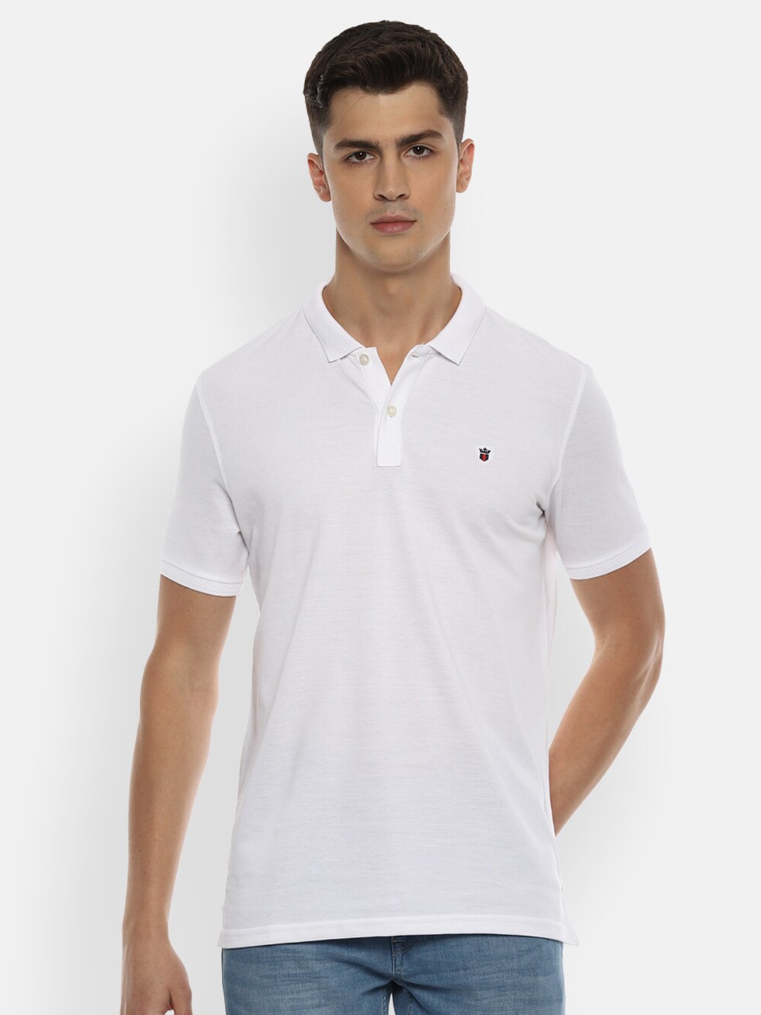 

Louis Philippe Sport Men White Solid Polo Collar T-shirt