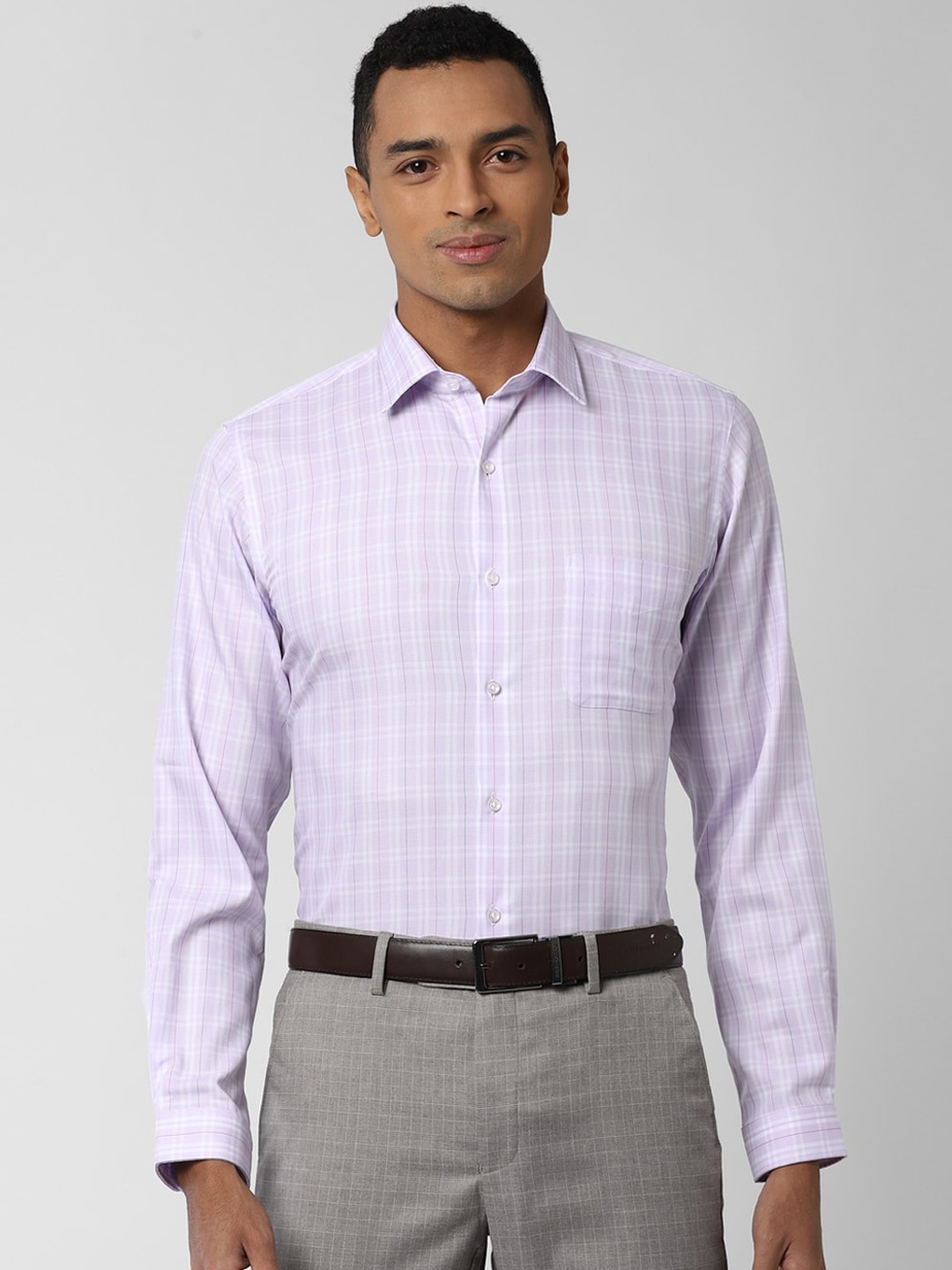 

Peter England Men Purple Slim Fit Checked Formal Shirt