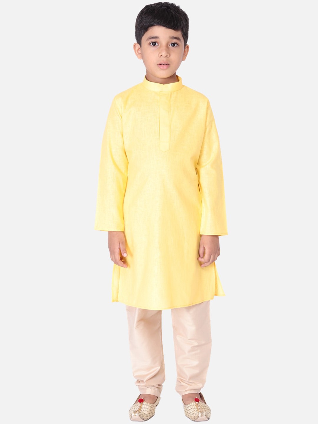 

TABARD Boys Yellow & Sea Green Regular Pure Cotton Kurta with Churidar & Nehru Jacket
