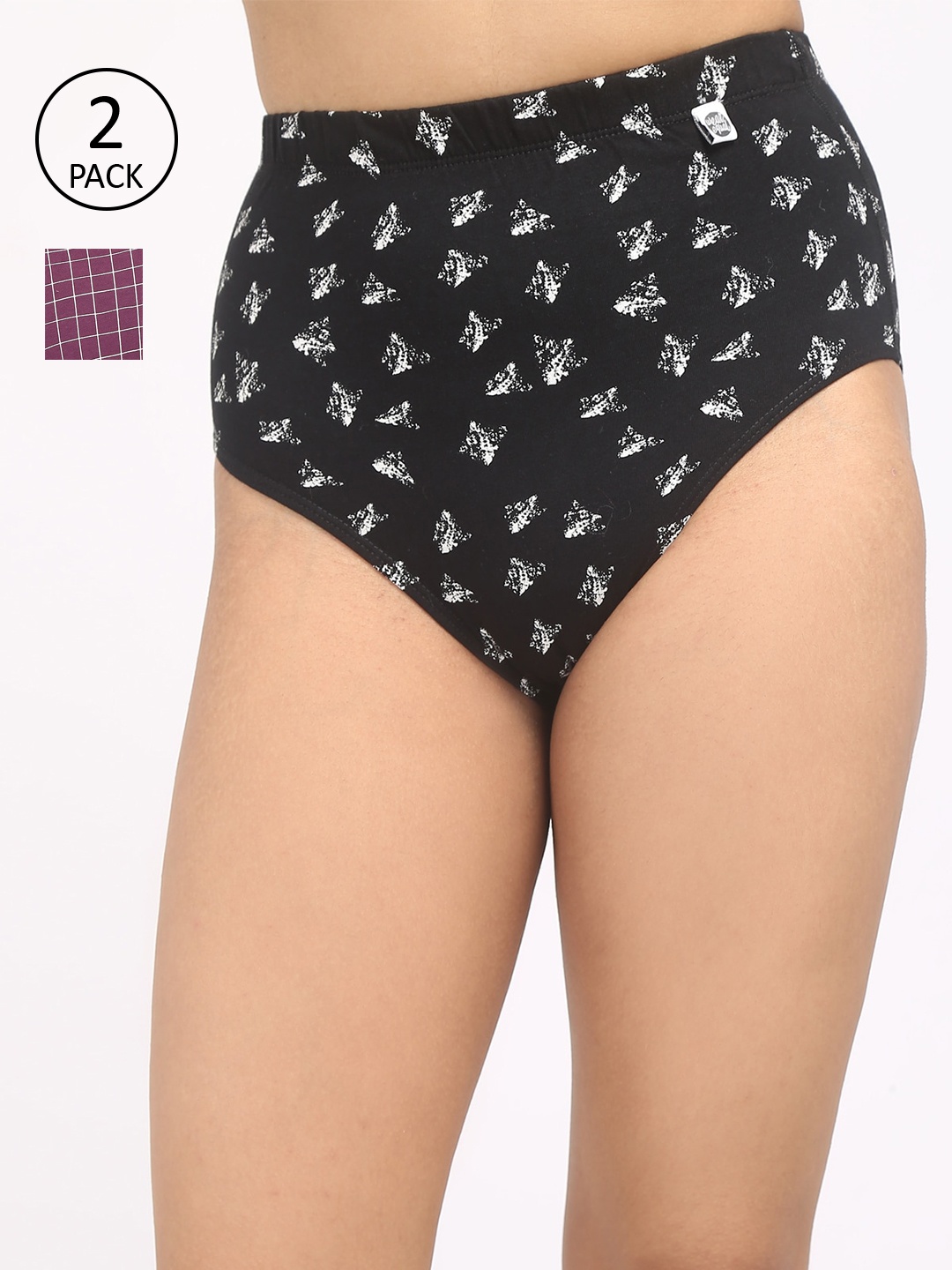 Wear Equal Women Pack Of 2 High Rise Hipster Briefs 001/BA/AOP, Maroon