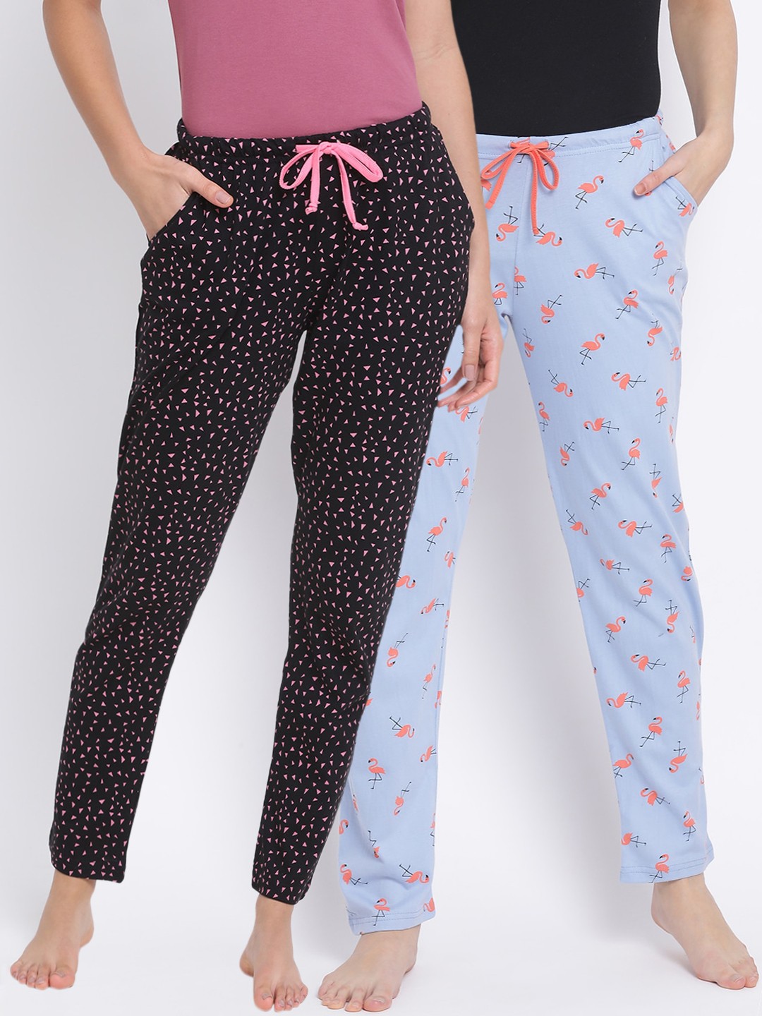 

Kanvin Women Pack Of 2 Printed Cotton Lounge Pants, Blue