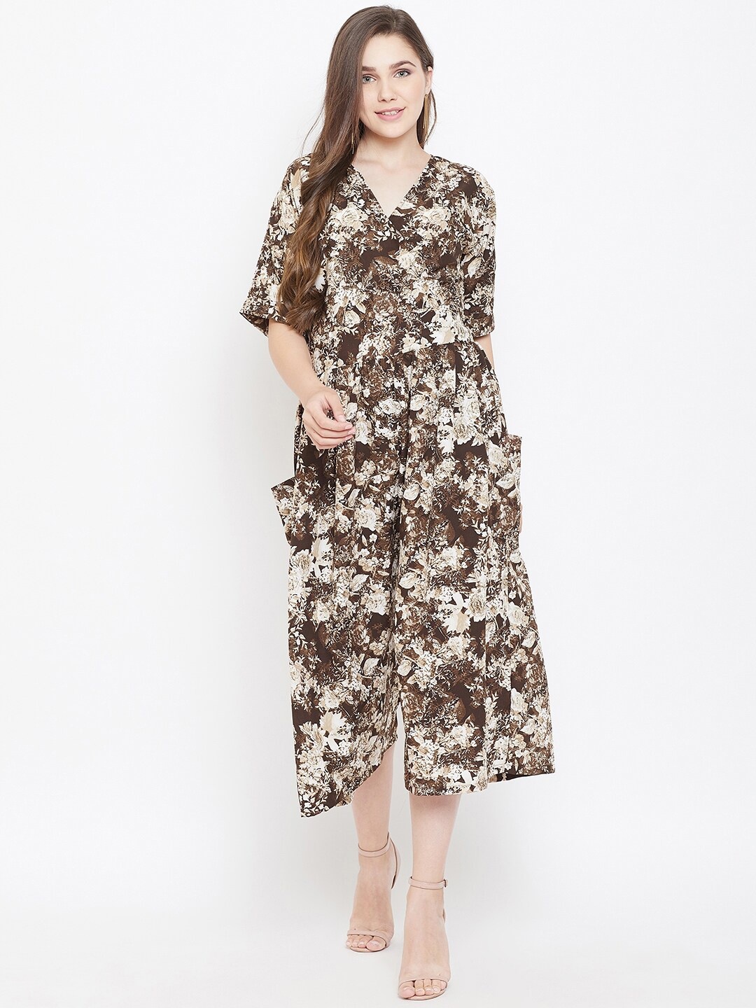 

Cottinfab Women Brown & Beige Printed Culotte Jumpsuit