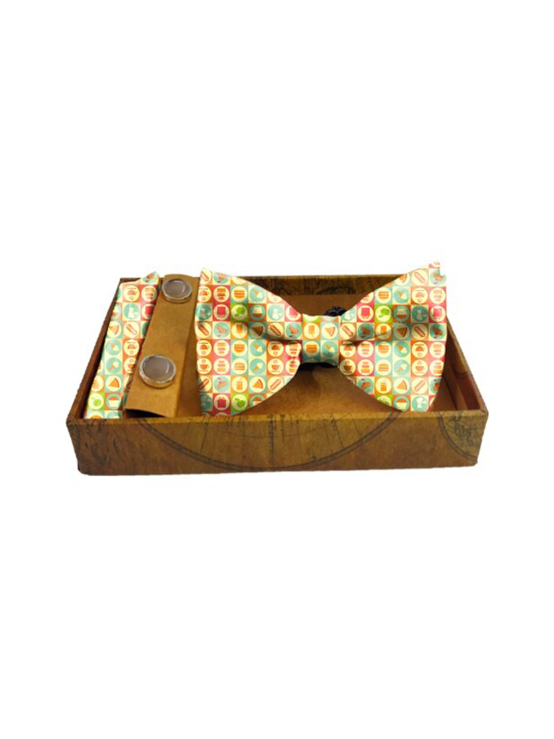 

Blacksmith Men Yellow & Green Printed 100% Satin Accessory Gift Set