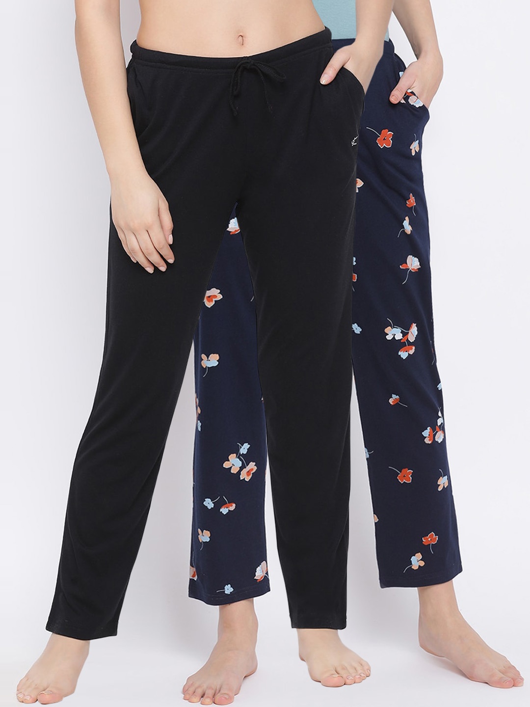 

Kanvin Women Pack of 2 Pure Cotton Lounge Pants, Navy blue