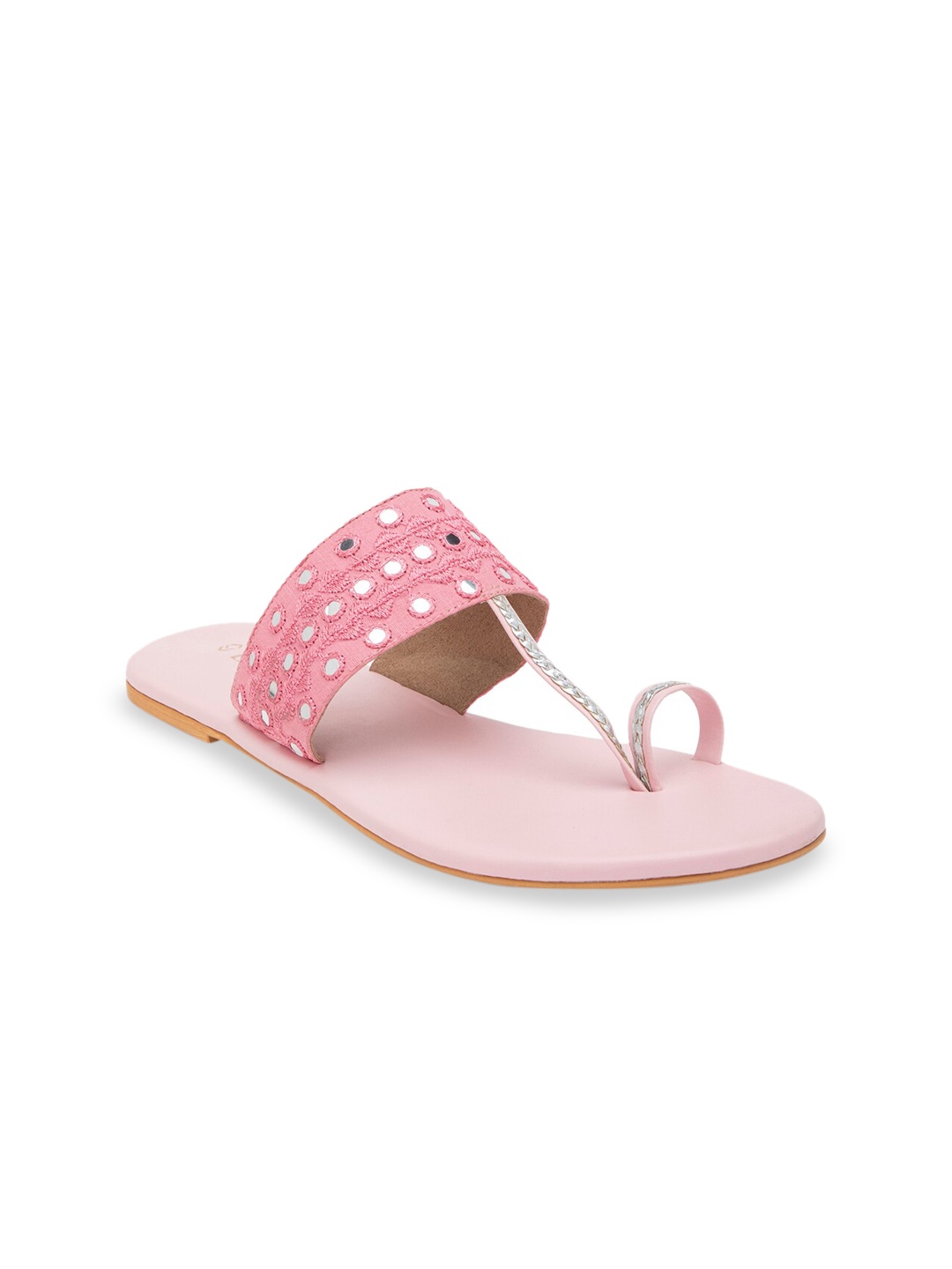 

Biba Women Pink Mirror-Work One Toe Flats