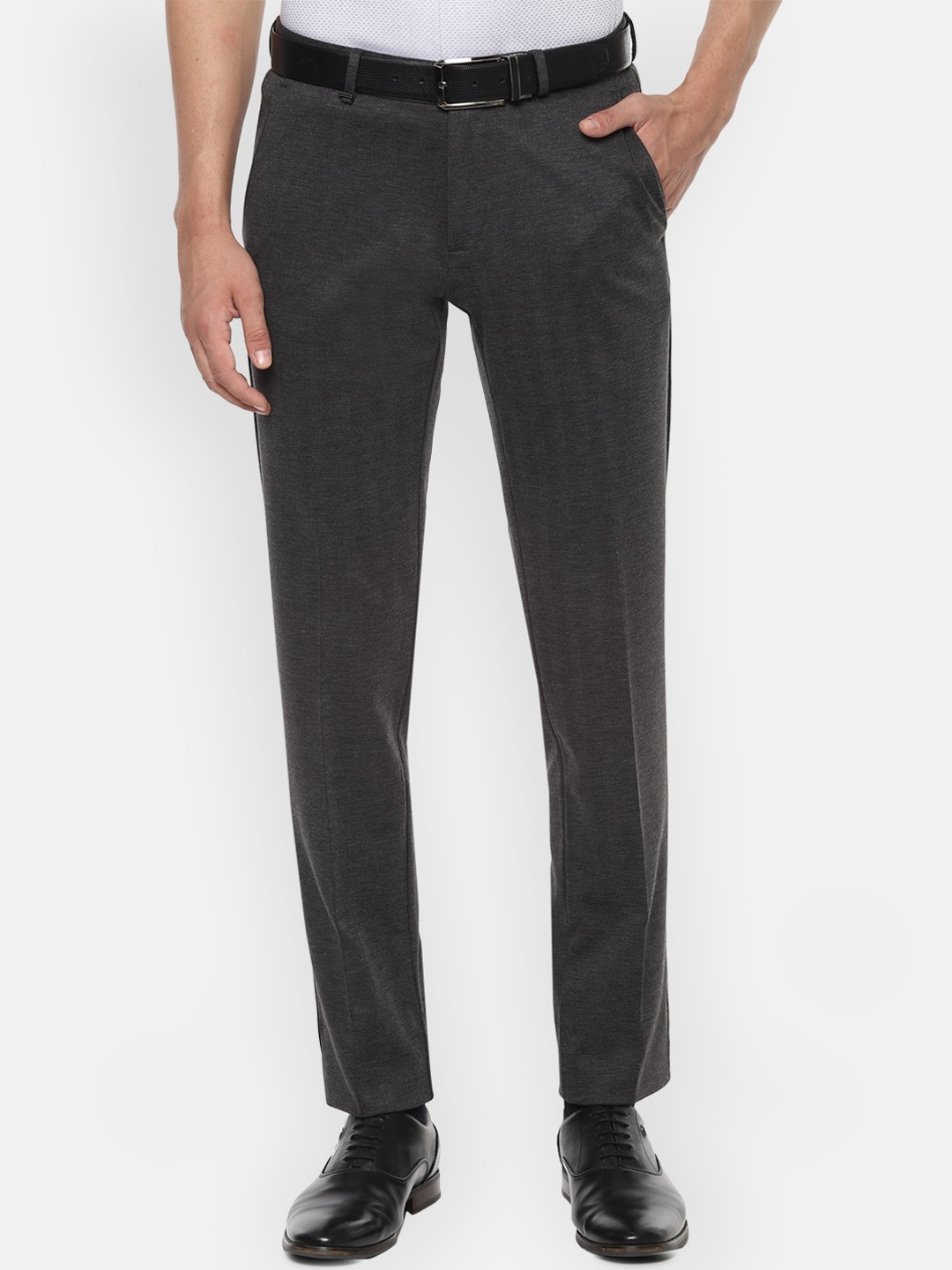 

Van Heusen Men Grey Slim Fit Solid Formal Trousers