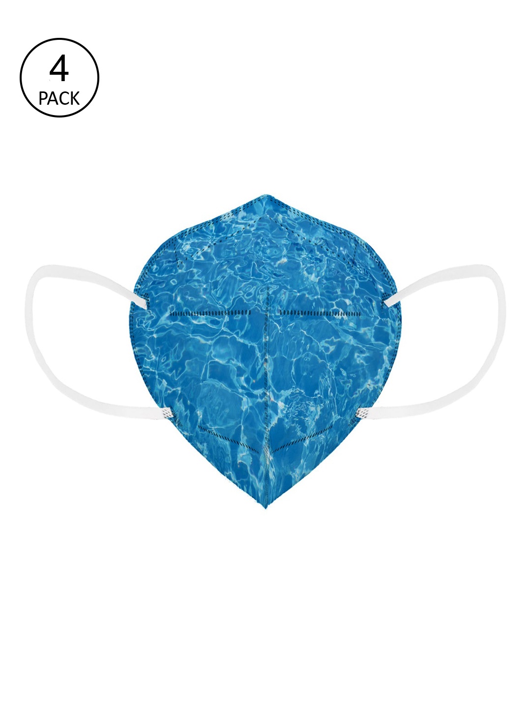 

Status Unisex Pack of 4 Printed 4-Ply Reusable Anti Pollution N95 Mask, Blue