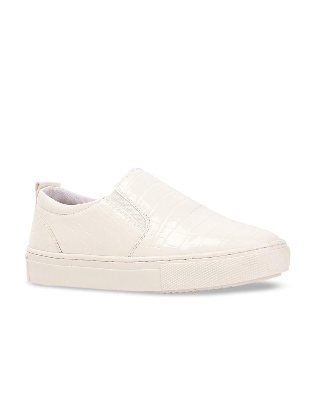 

FOREVER 21 Women White PU Slip-On Sneakers