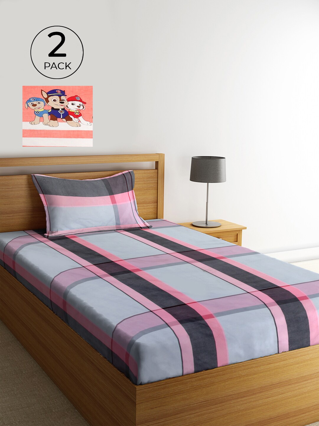 

KLOTTHE Multicoloured Graphic 210 TC Polycotton 2 Single Bedsheet with 2 Pillow Covers, Multi