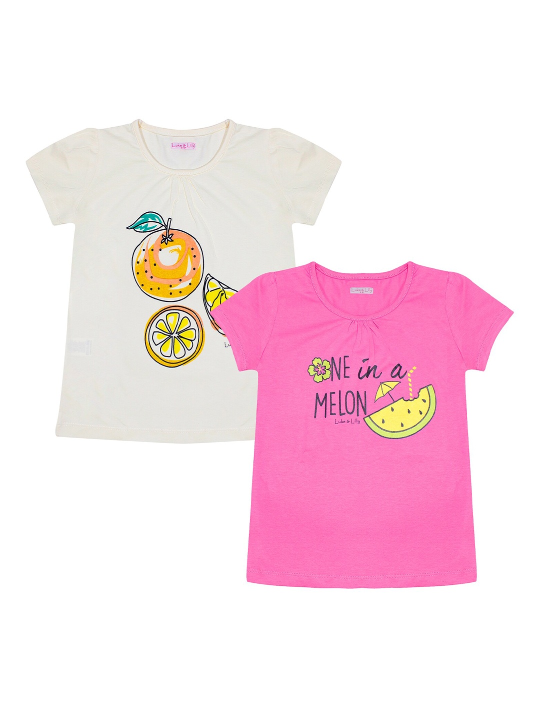 

Luke & Lilly Girls Pack of 2 Printed T-shirts, Off white