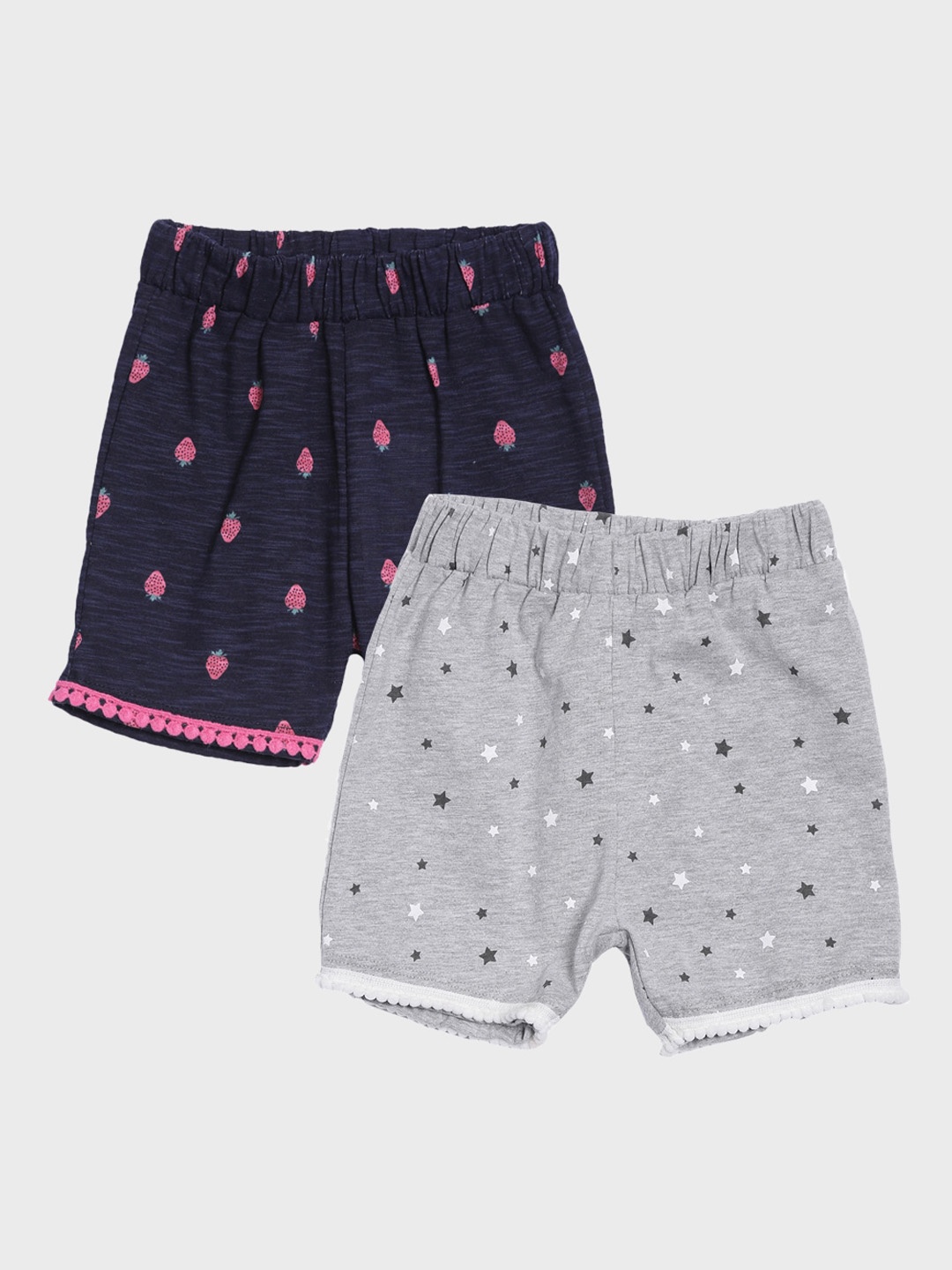 

Kryptic Girls Pack of 2 Printed Regular Fit Cotton Shorts, Navy blue