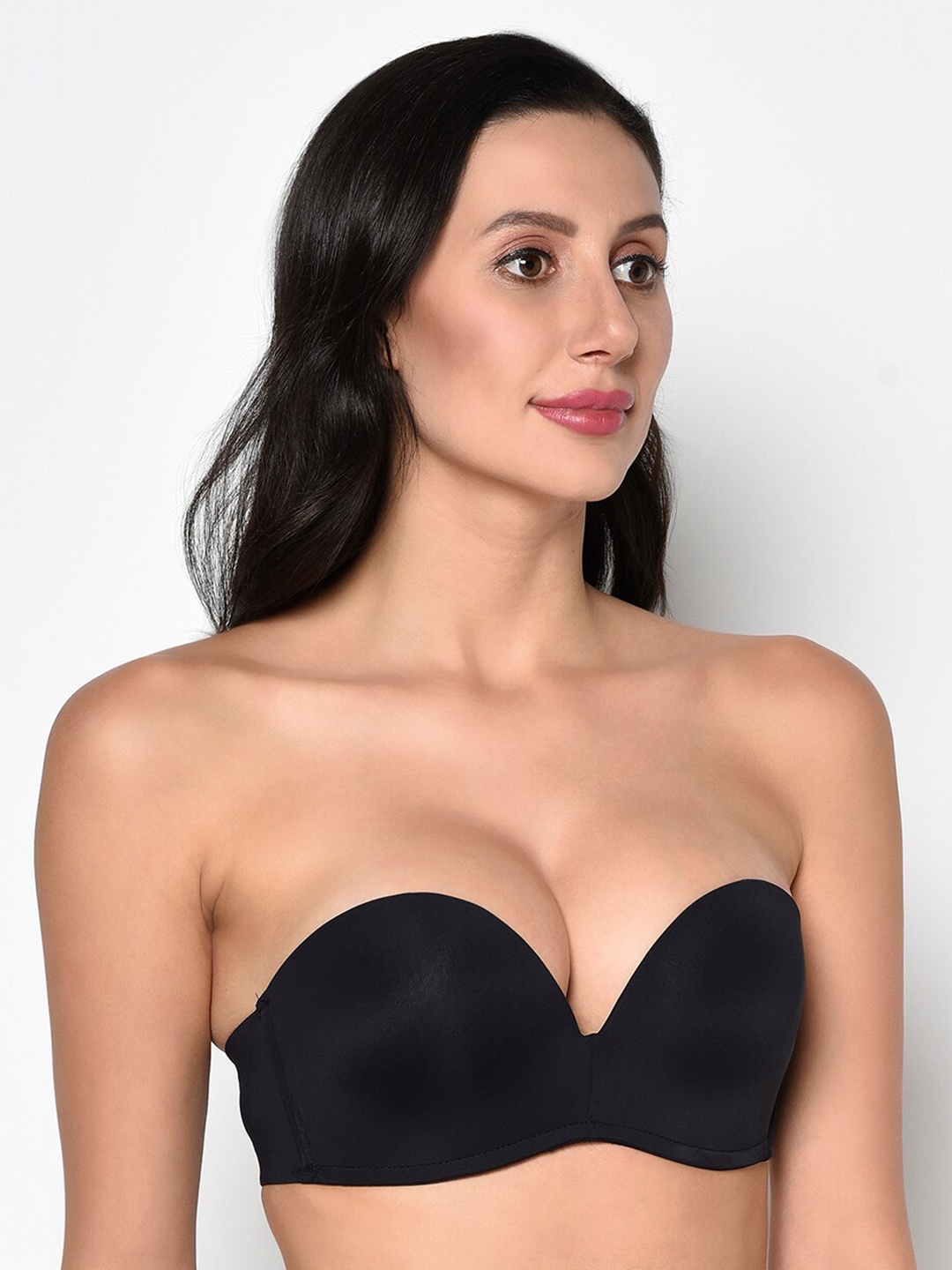 

Da Intimo Black Solid Underwired Lightly Padded Stick on Tube Bra DIA-202 BLACK-C21