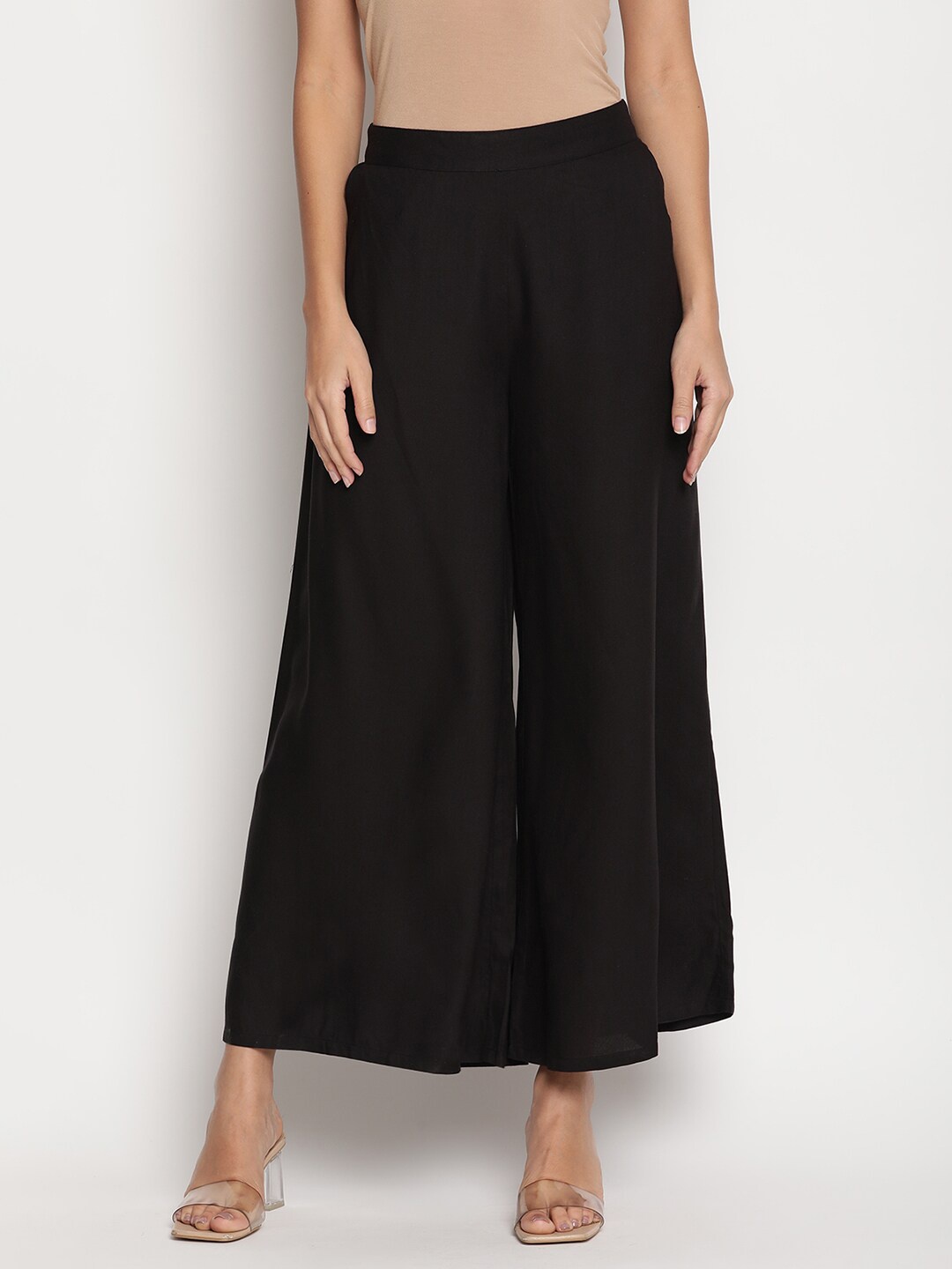 

Be Indi Women Black Solid Flared Palazzos