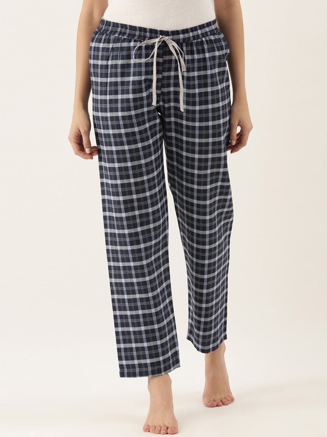 

Bannos Swagger Women Blue & Grey Checked Cotton Lounge Pants