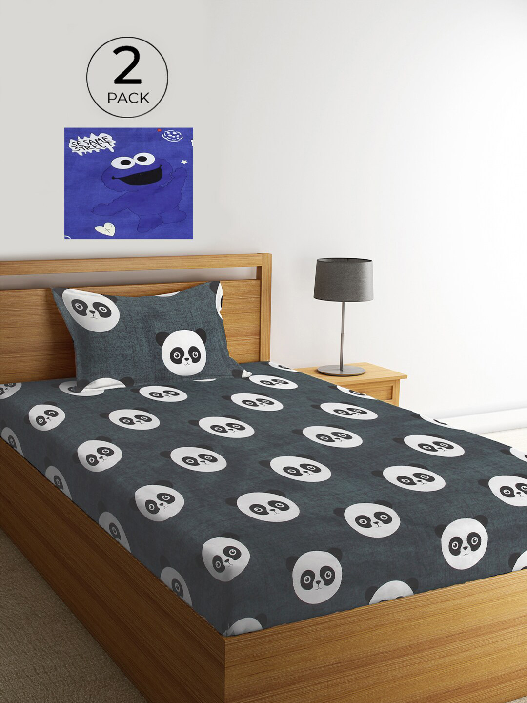 

KLOTTHE Multicoloured Graphic 210 TC Polycotton 2 Single Bedsheet with 2 Pillow Covers, Multi