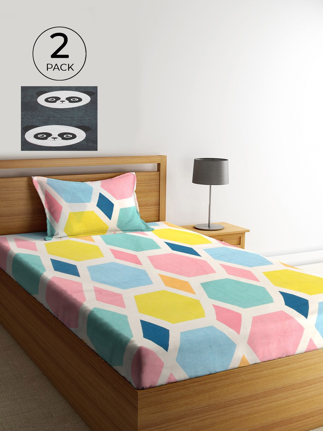 

KLOTTHE Multi Geometric 2 Single Bedsheet with 2 Pillow Covers