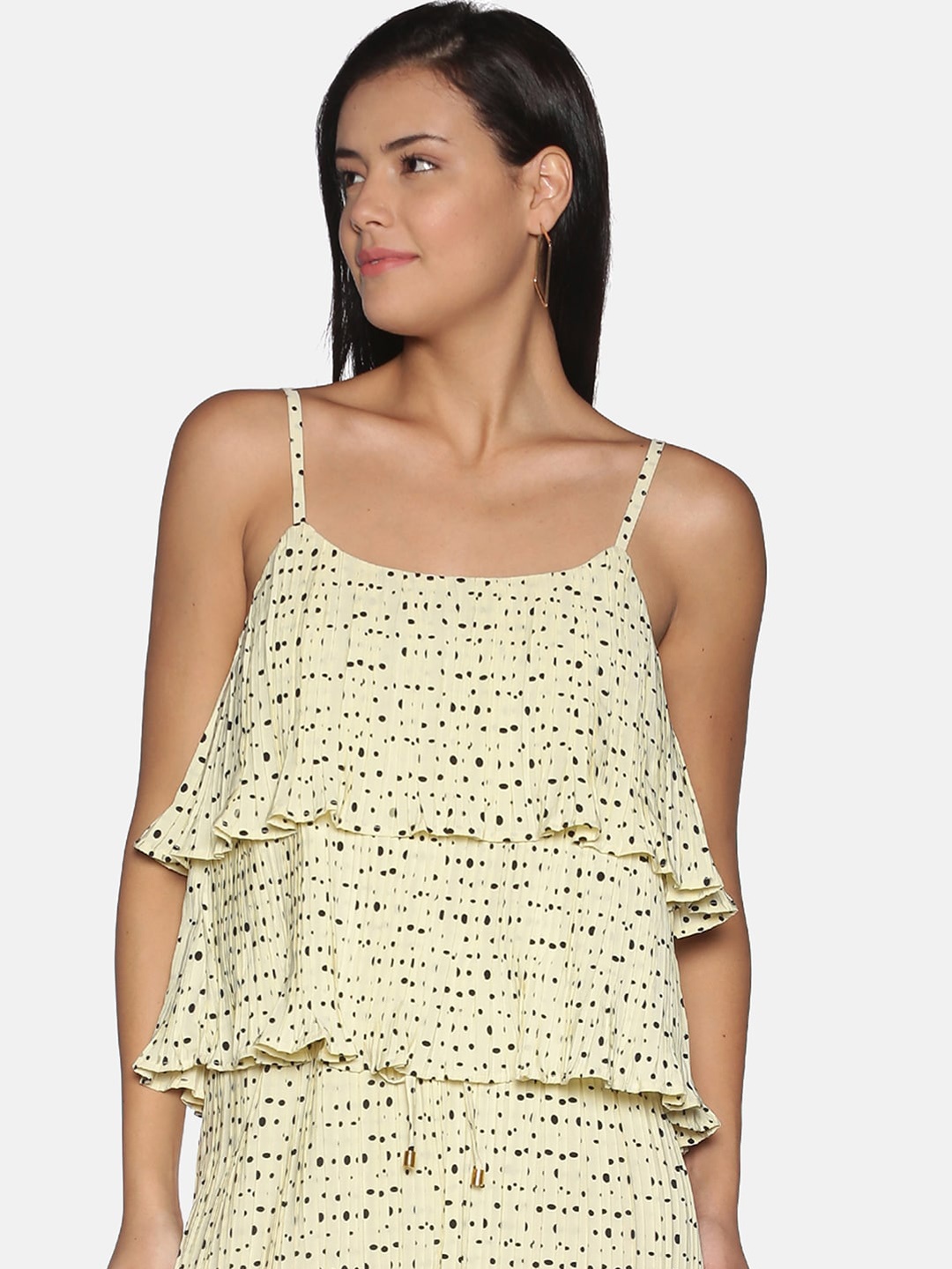 ISU Cream-Coloured & Black Layered Tiered Top