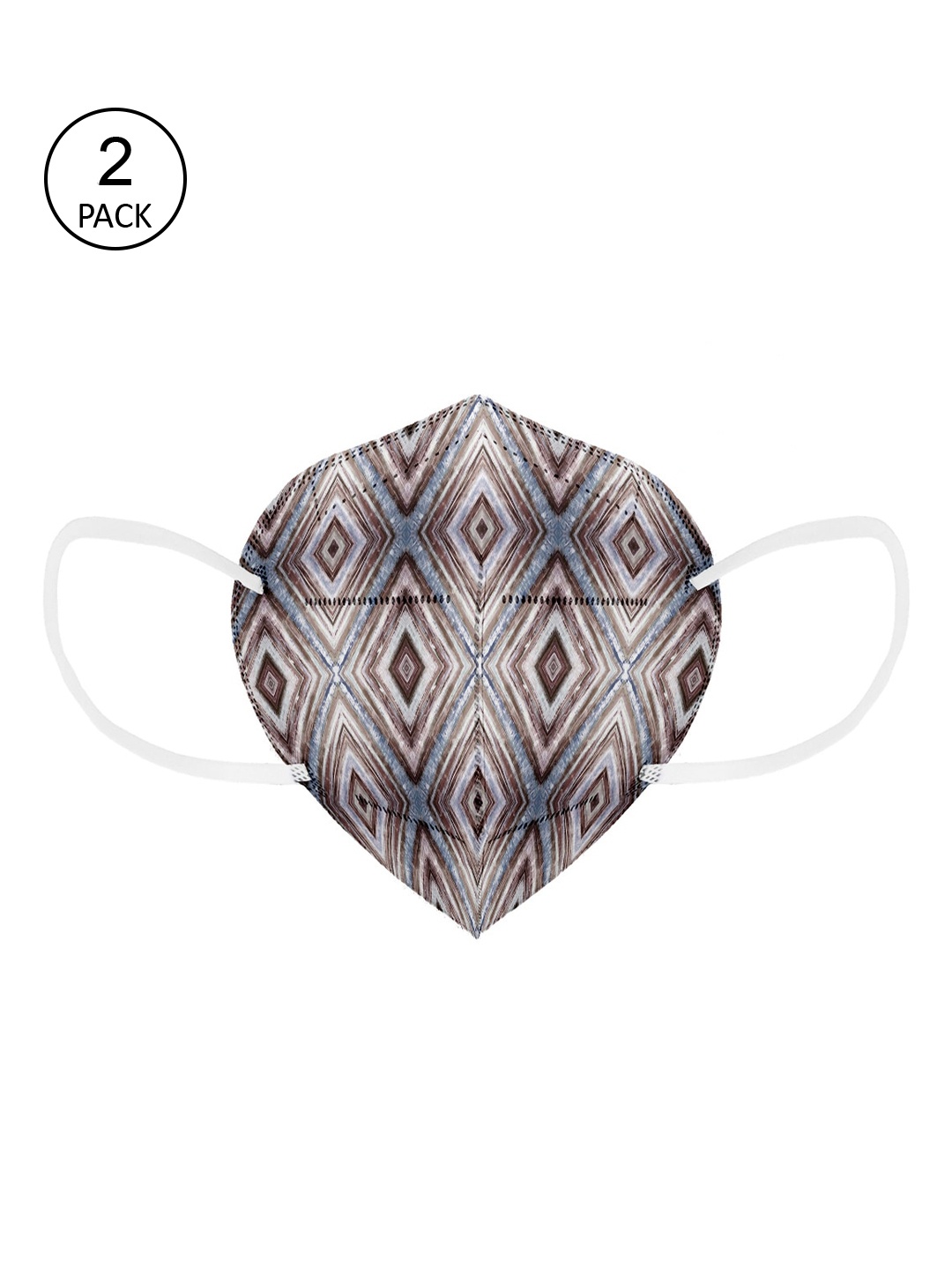 

Status Unisex Pack of 2 Printed 4-Ply Reusable Anti Pollution N95 Mask, Brown