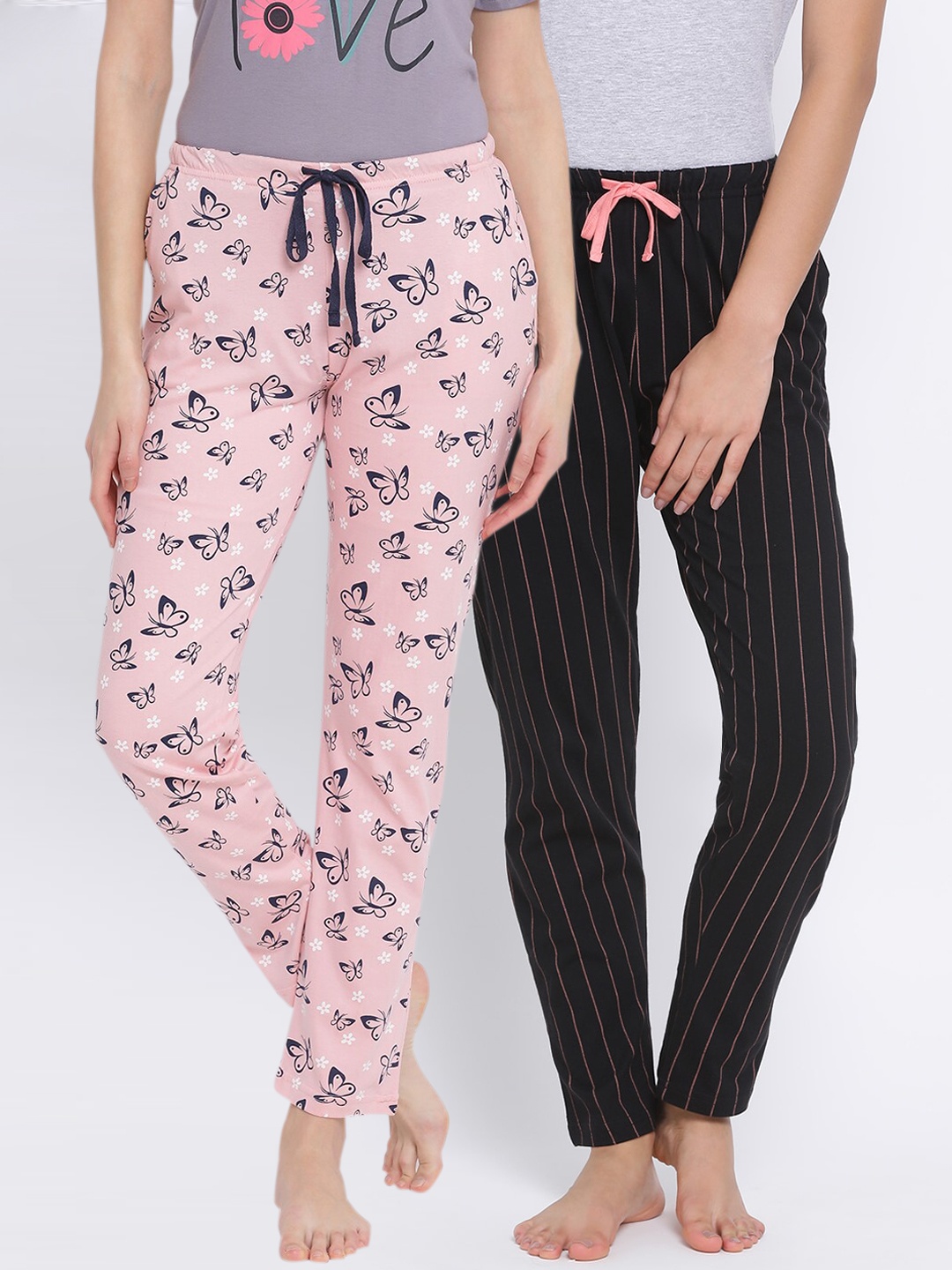 

Kanvin Women Pack of 2 Pure Cotton Lounge Pants, Pink