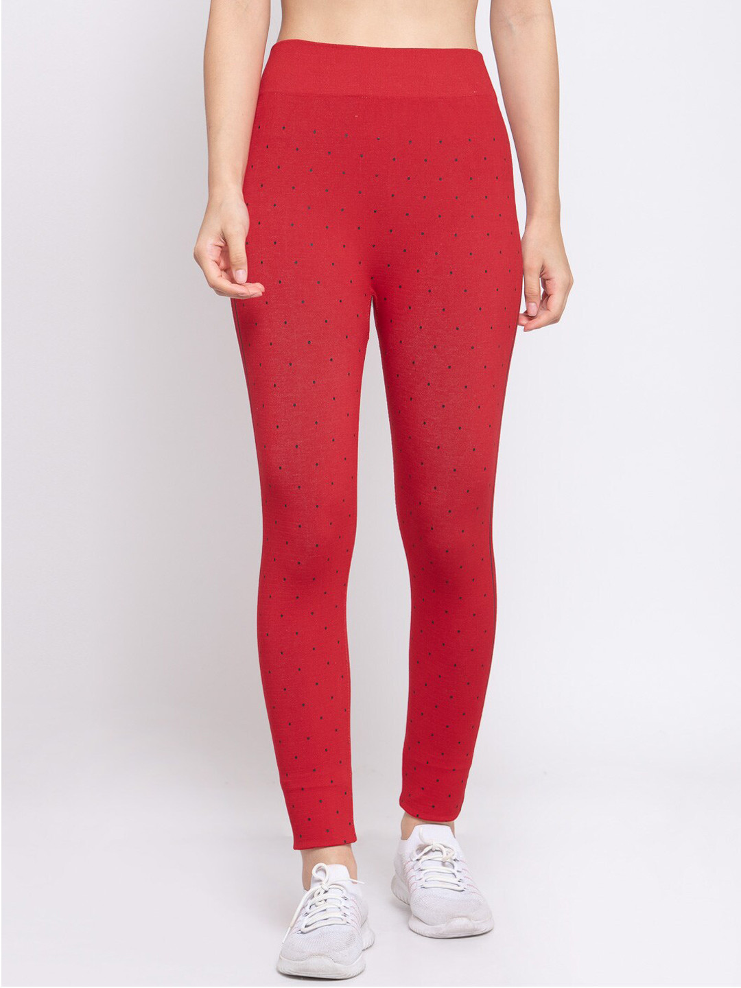 

KLOTTHE Women Red & Black Printed Skinny-Fit Treggings