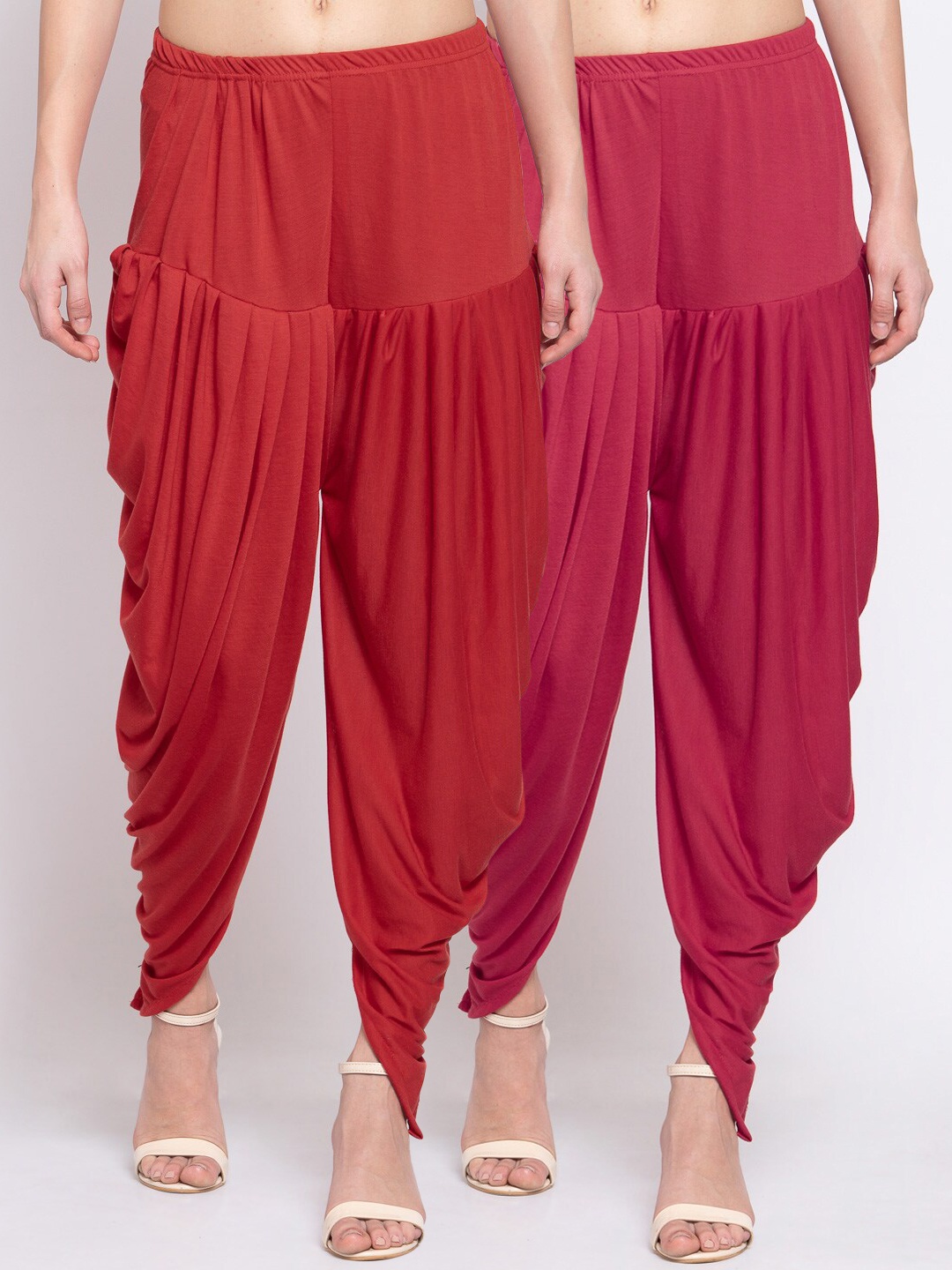 

KLOTTHE Women Pack Of 2 Pink & Red Solid Dhoti Salwar