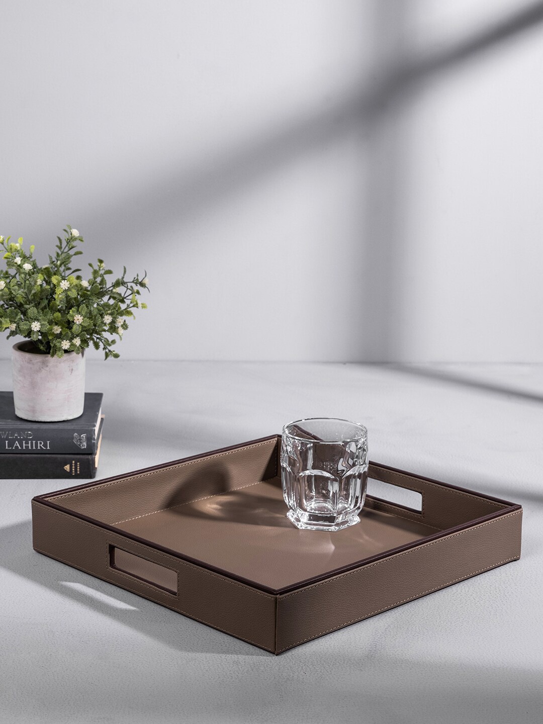 

Pure Home and Living Brown Solid Square Organiser Tray