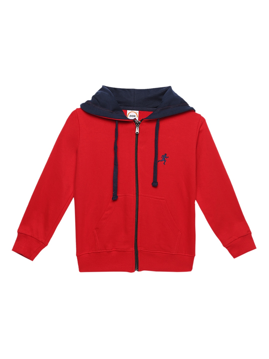

ZION Boys Red Pure Cotton Solid Hooded Sweatshirt