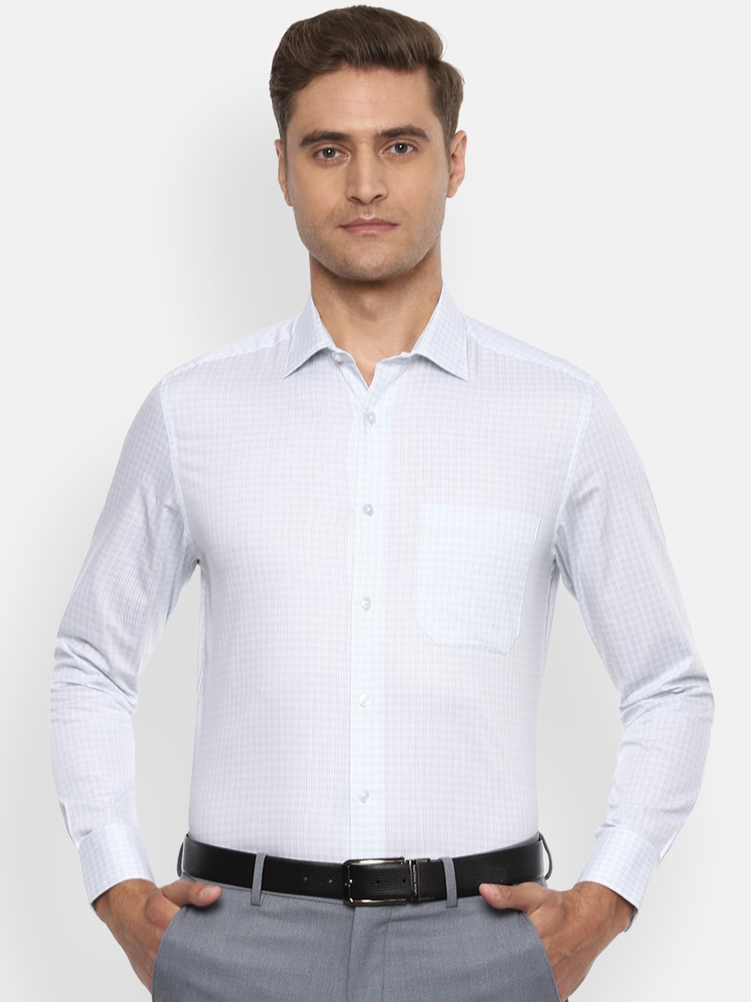 

Louis Philippe Men White Regular Fit Checked Casual Shirt