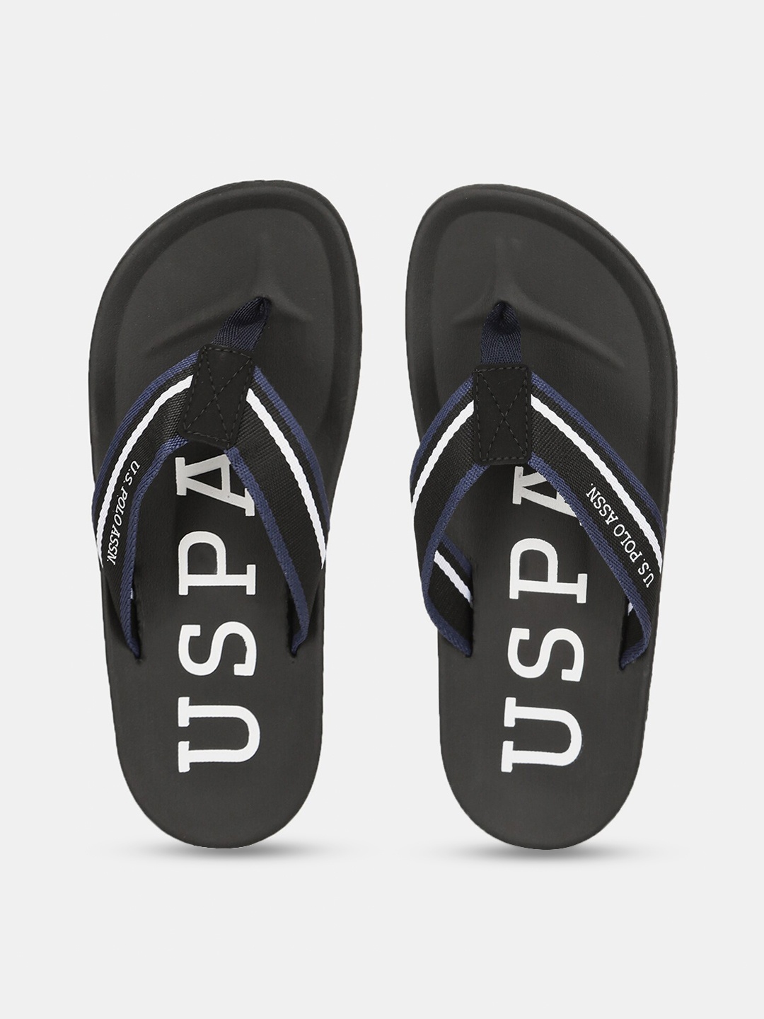 

U S Polo Assn Men Black & White Printed Thong Flip-Flops