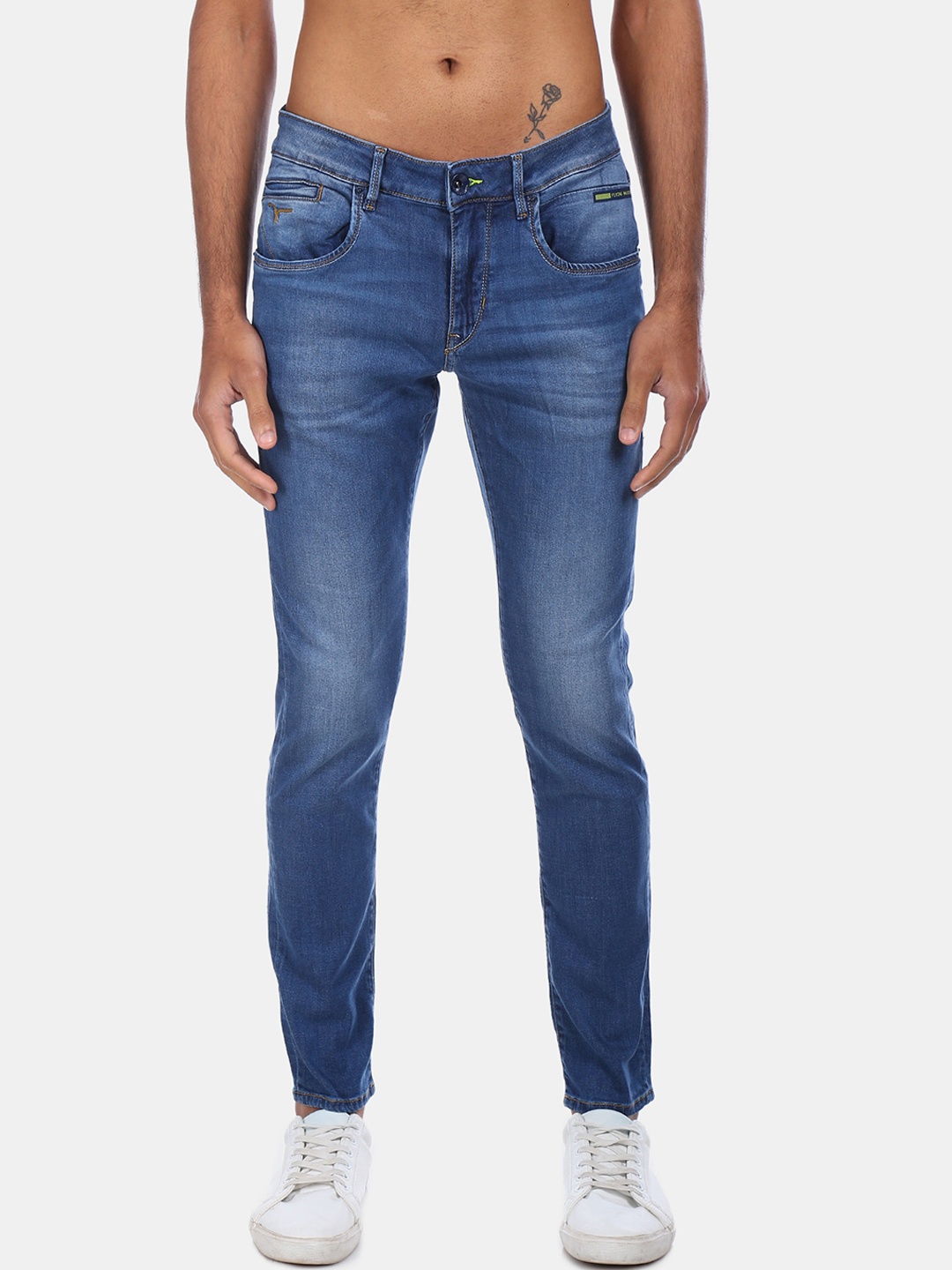 

Flying Machine Men Blue Jackson Slim Fit Low-Rise Heavy Fade Stretchable Jeans
