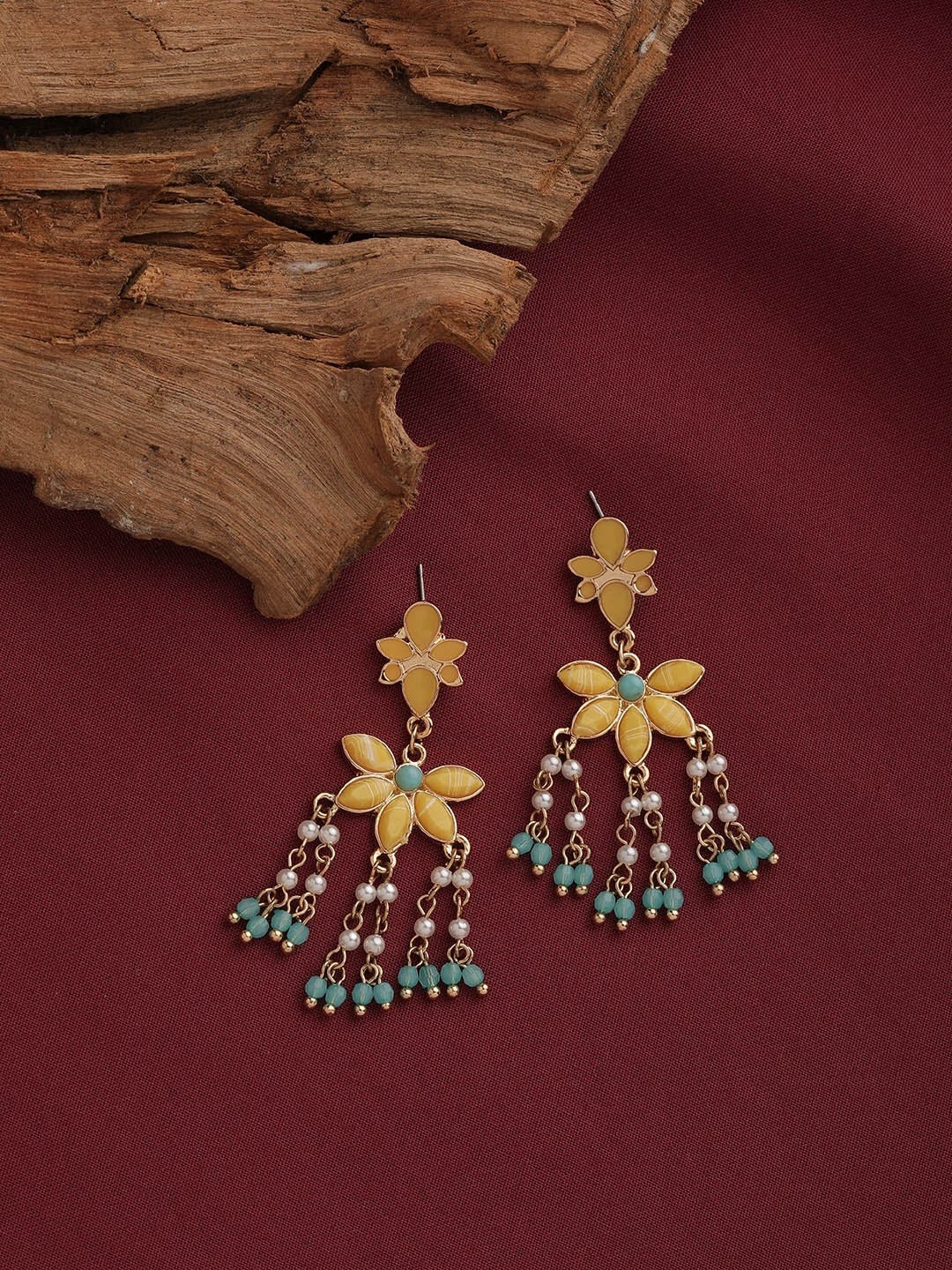 

Accessorize London Floral Resin Ethnic Drop Earrings, Yellow