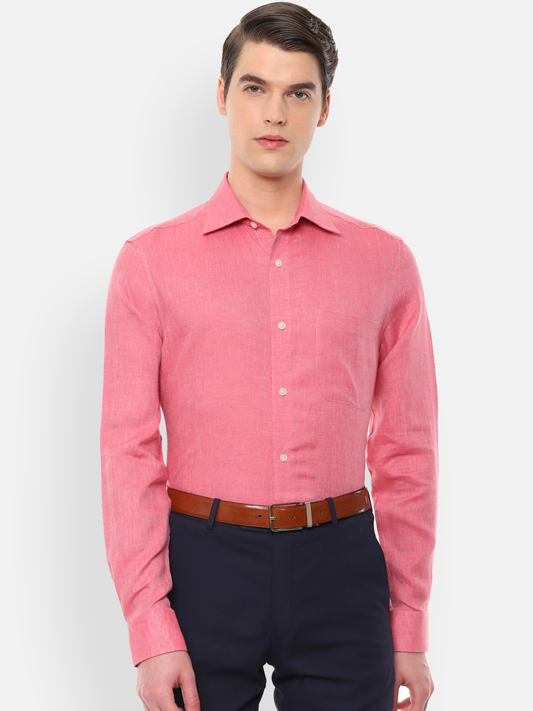 

Louis Philippe Men Pink Regular Fit Self Design Casual Shirt